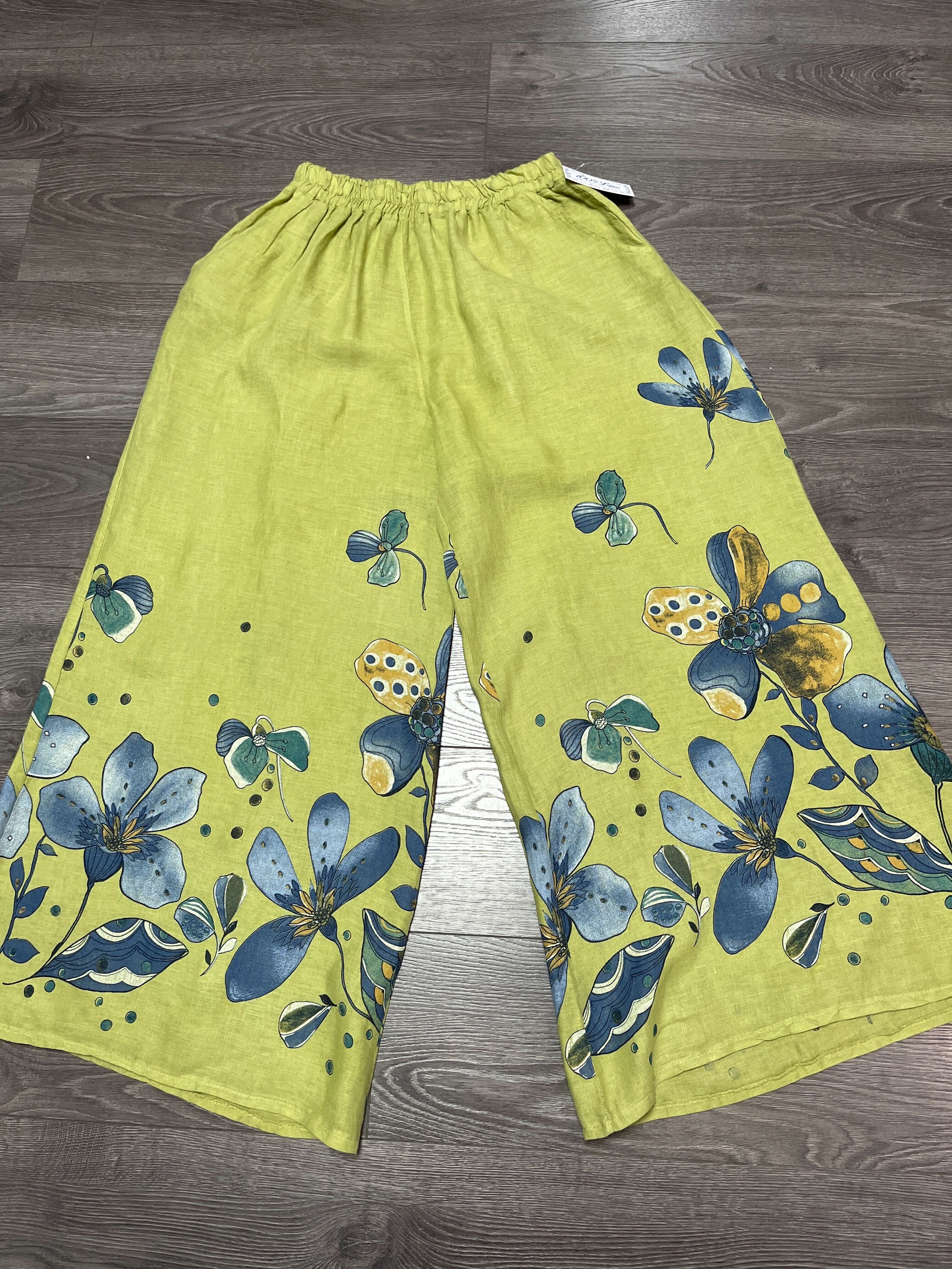 Pantalon en lin fleuris