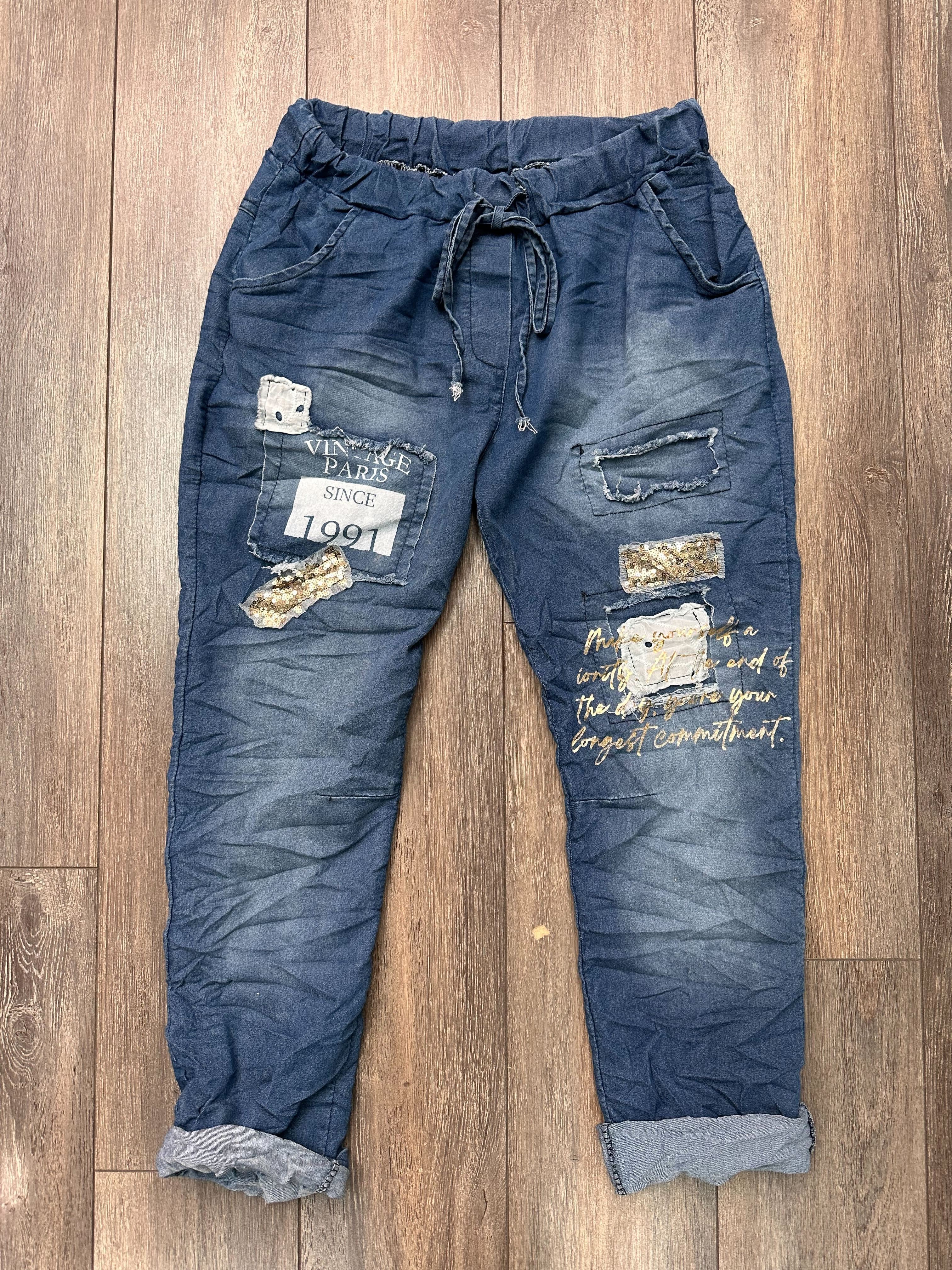 Jeans avec patch de paillettes