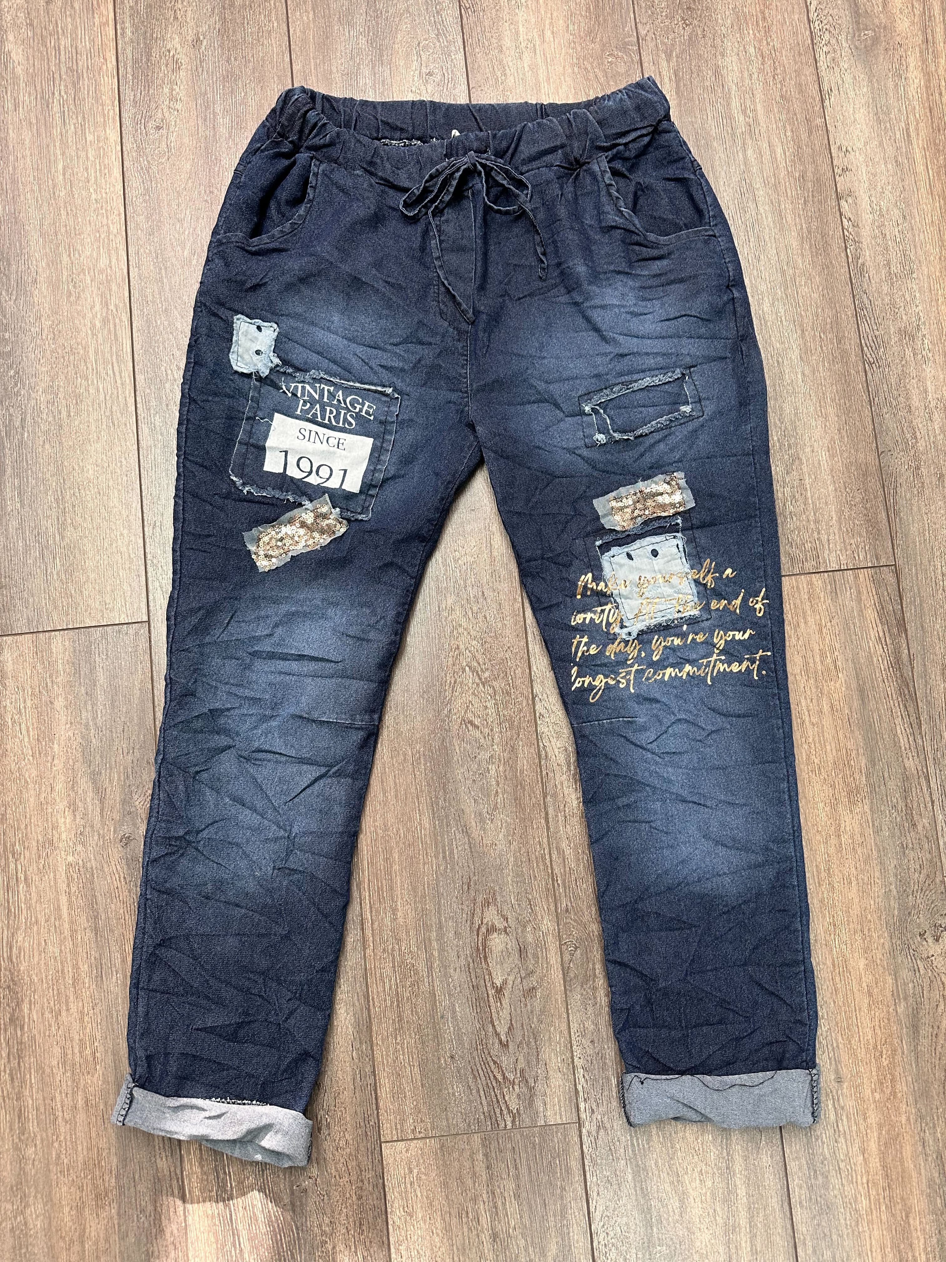 Jeans avec patch de paillettes