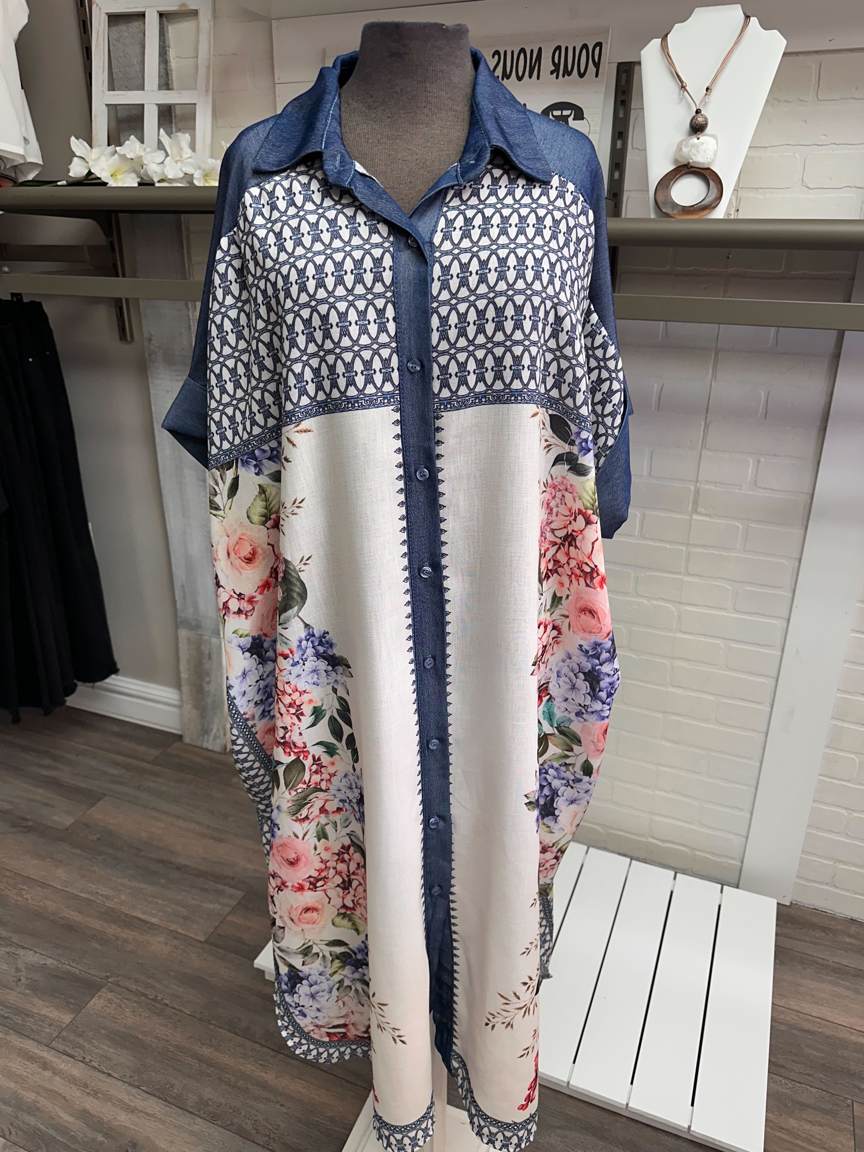 Robe jeans et fleuris