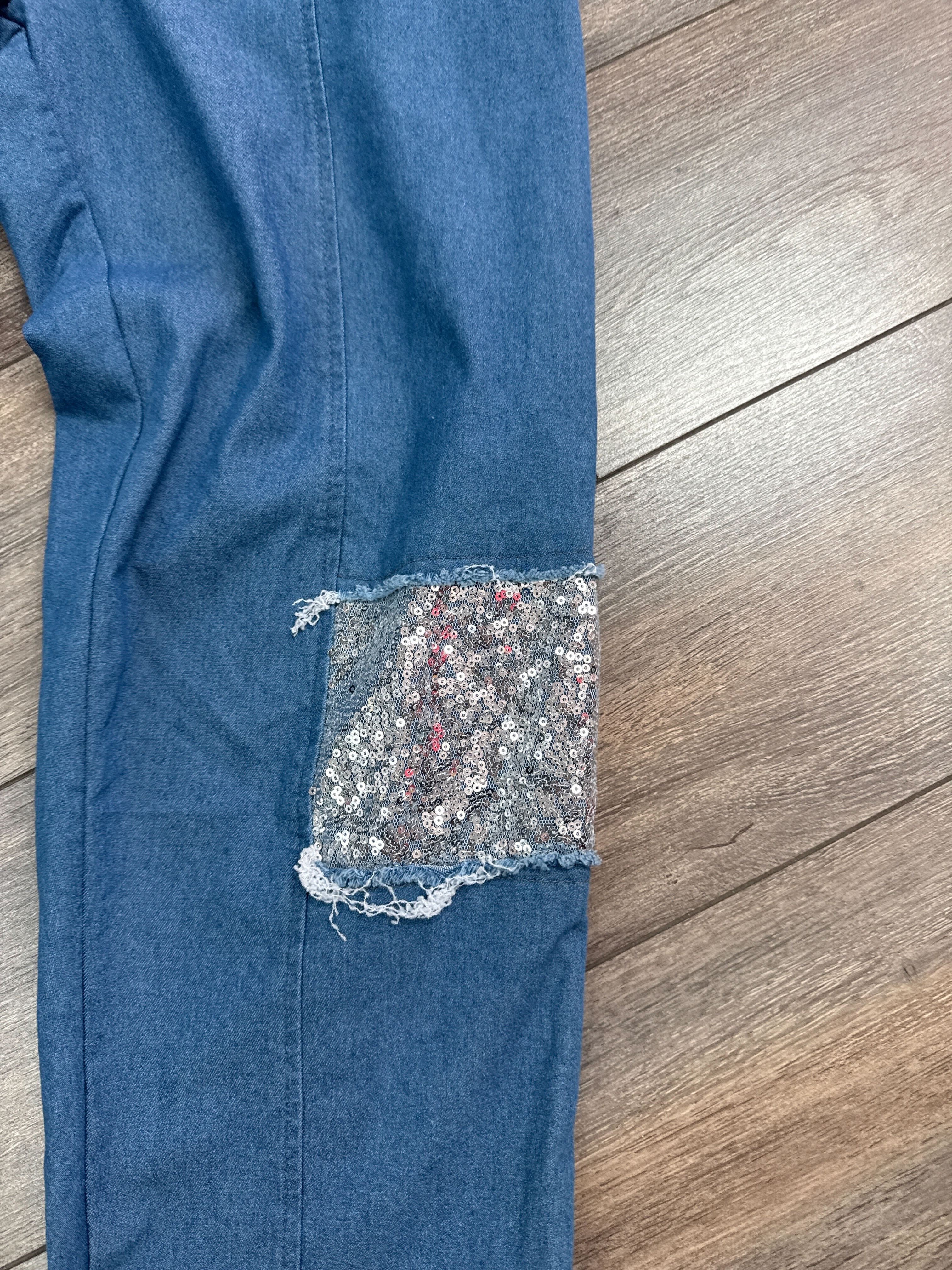 Pantalon/jeans avec patch à paillette