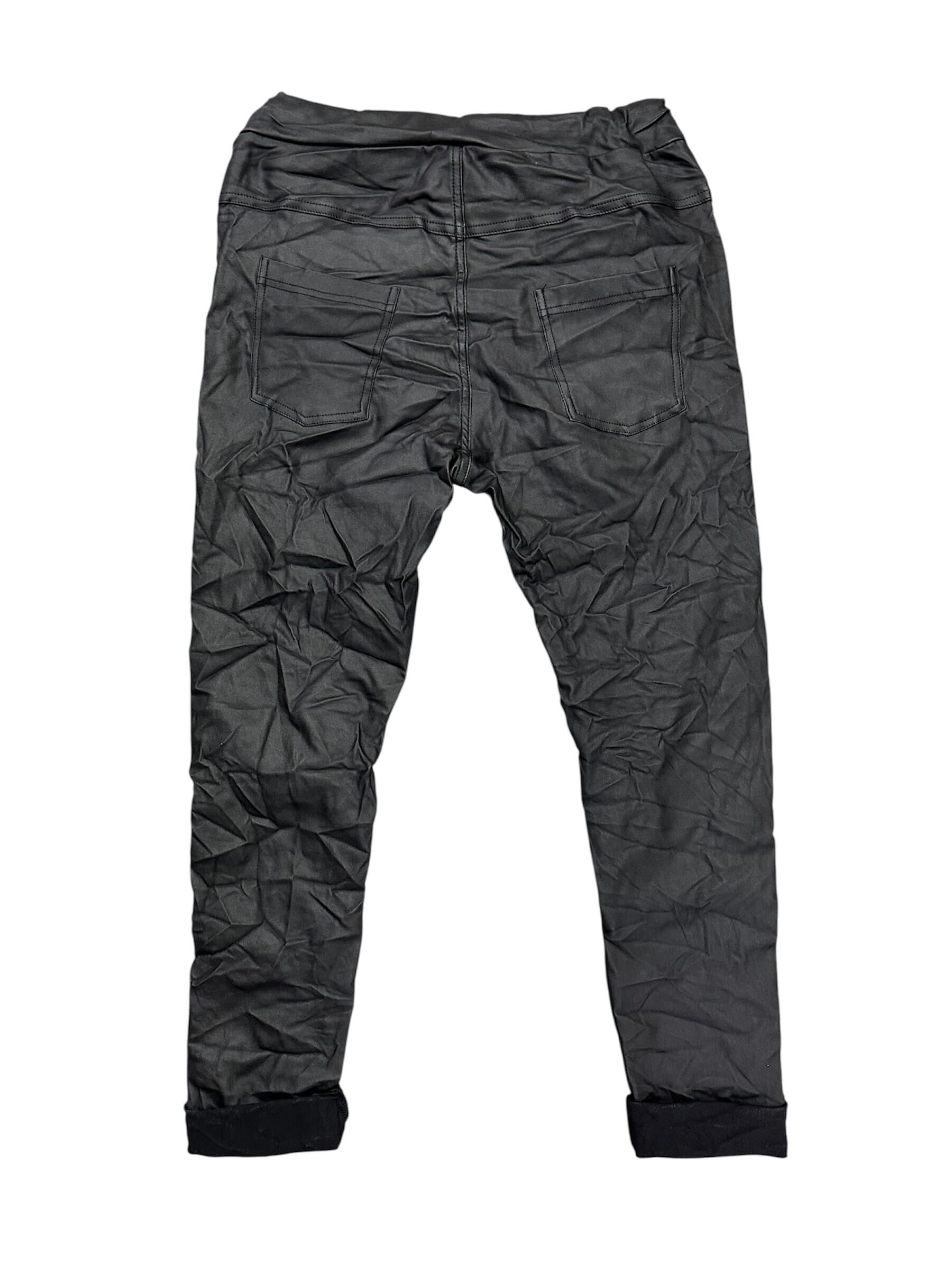 Pantalon de cuir avec ligne de brillants