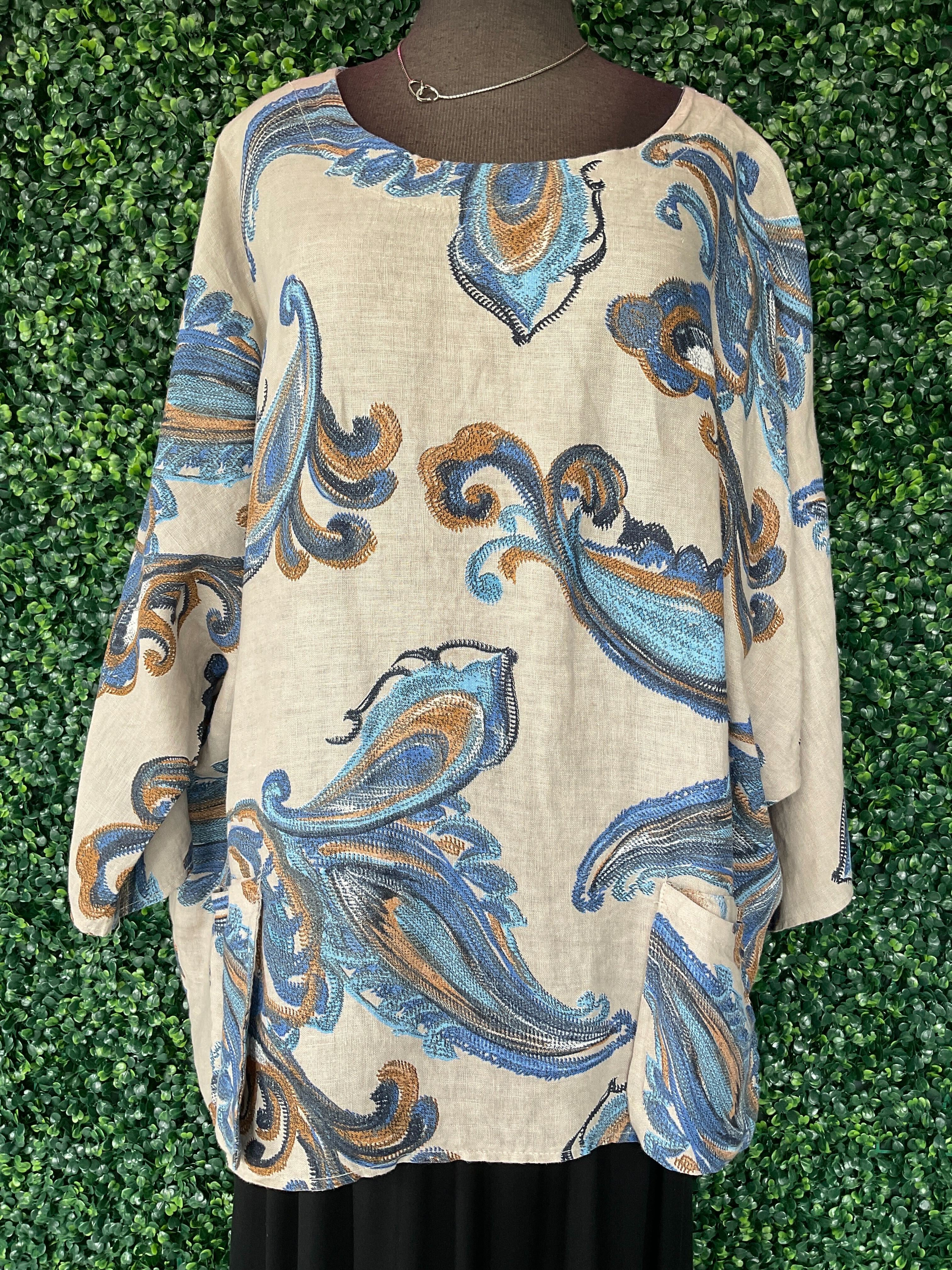 Blouse avec motif damask