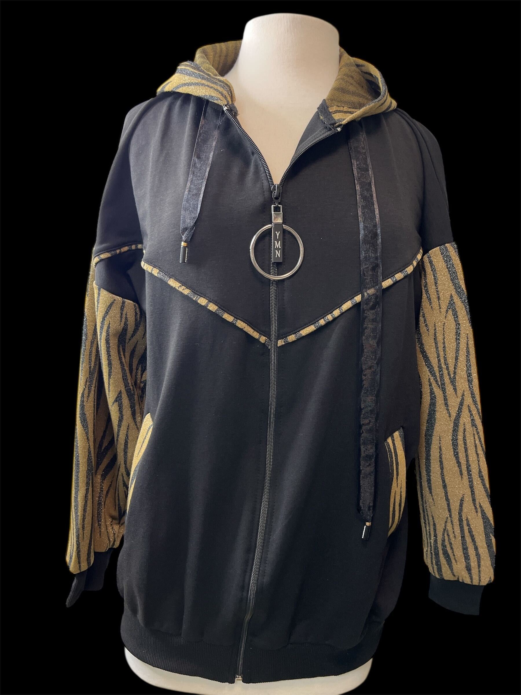 Veste avec capuchon zébré