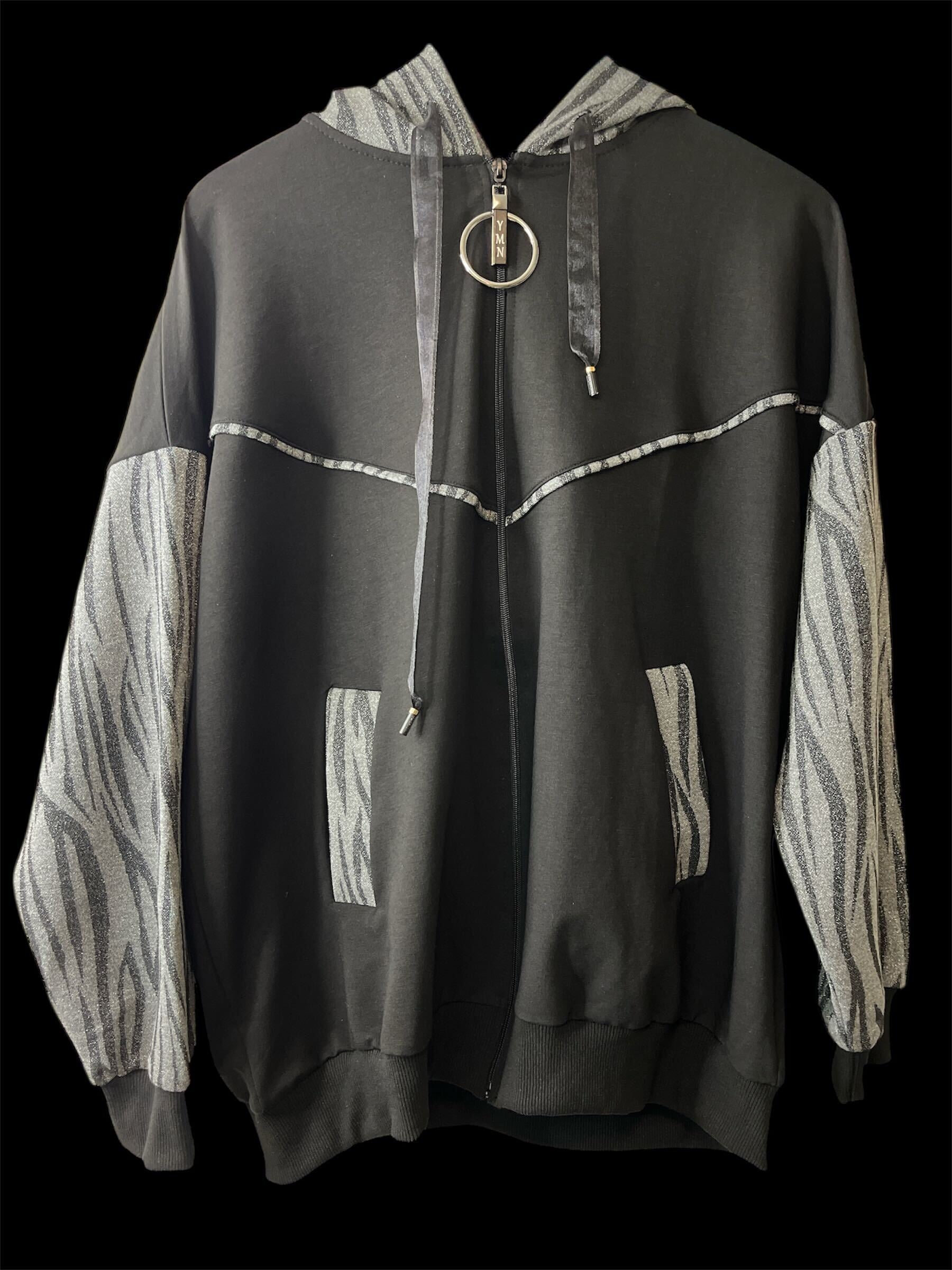 Veste avec capuchon zébré