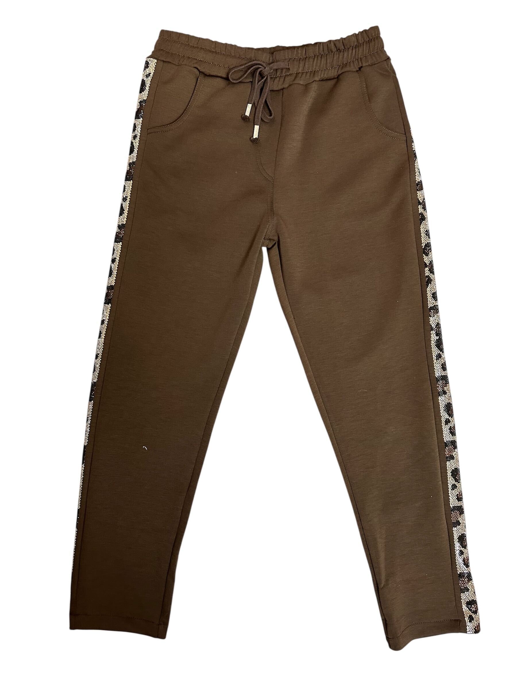 Pantalon avec ligne brillante léopard