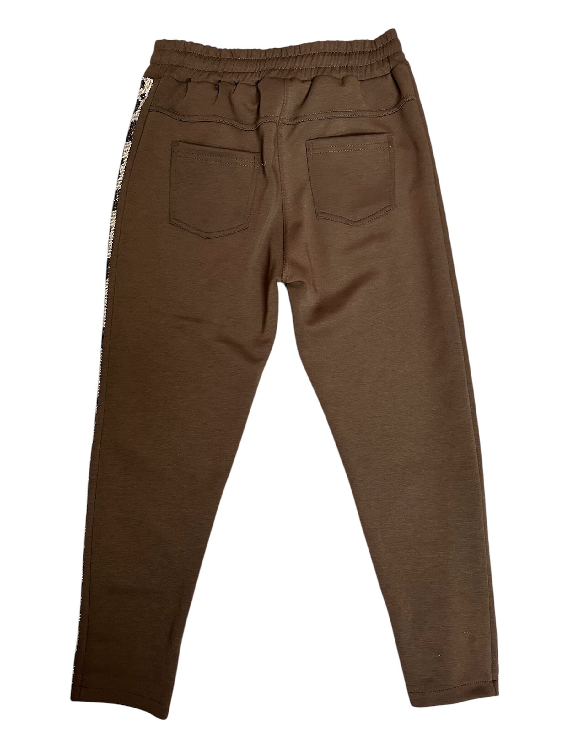 Pantalon avec ligne brillante léopard