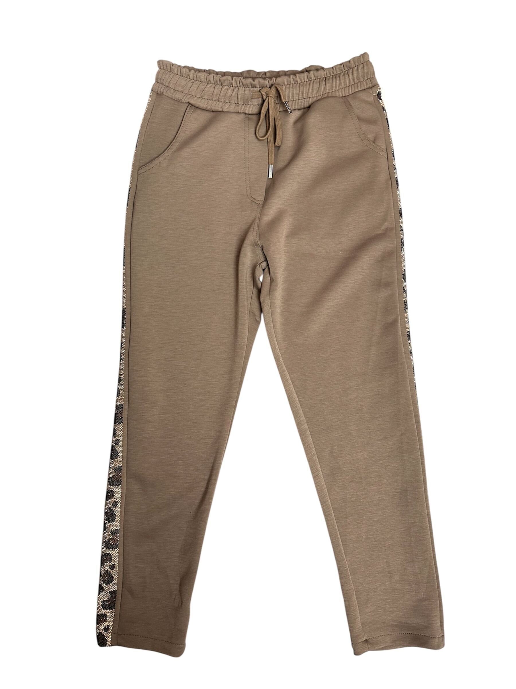 Pantalon avec ligne brillante léopard