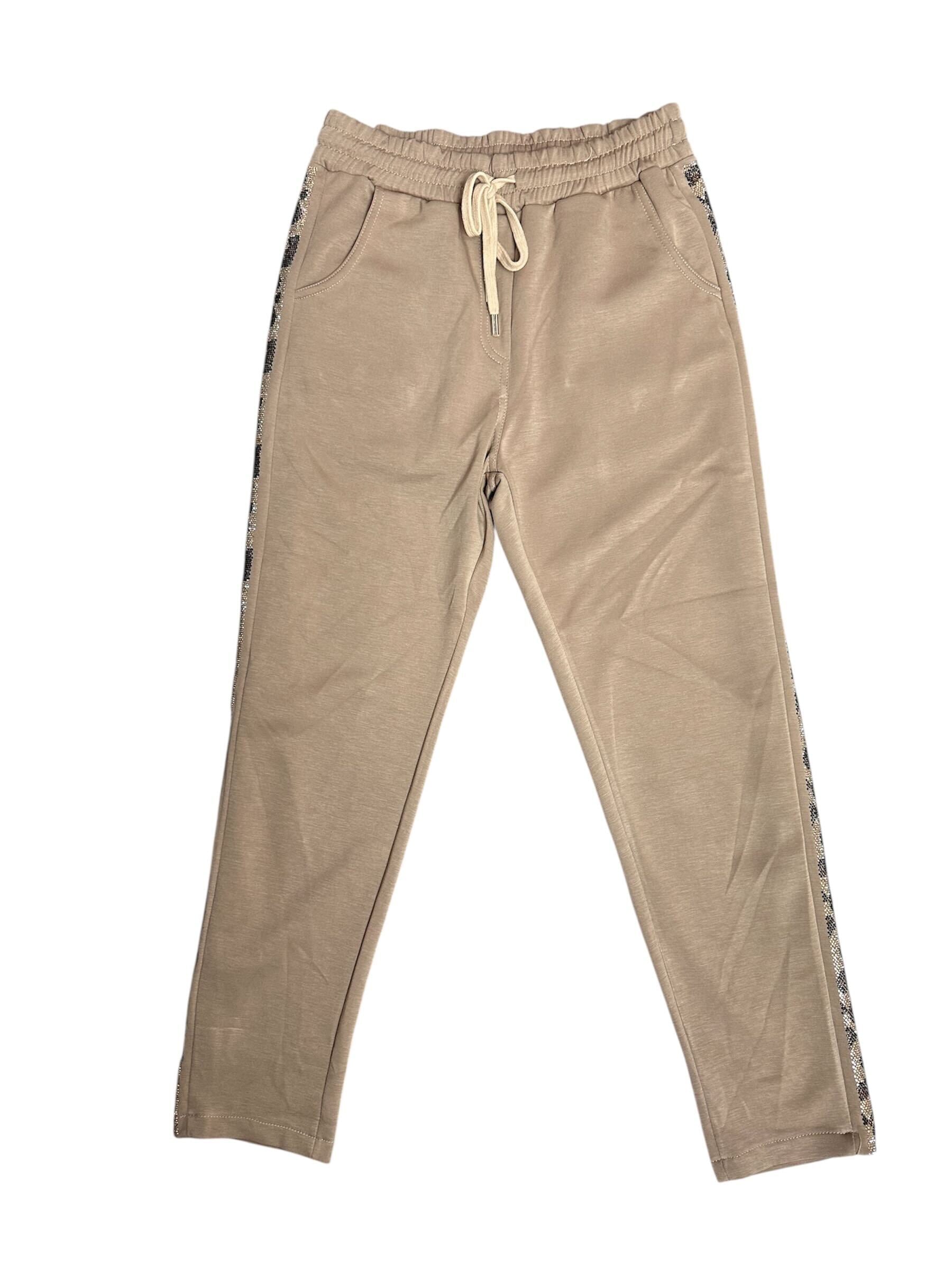 Pantalon avec ligne brillante léopard