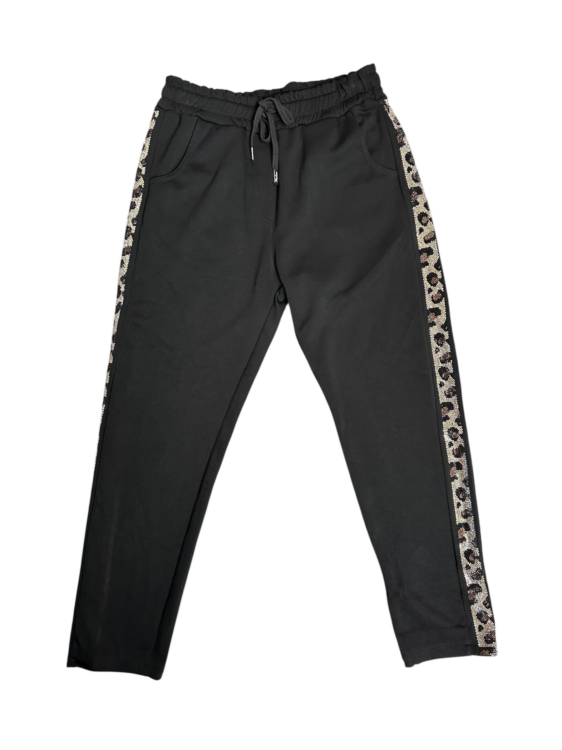 Pantalon avec ligne brillante léopard