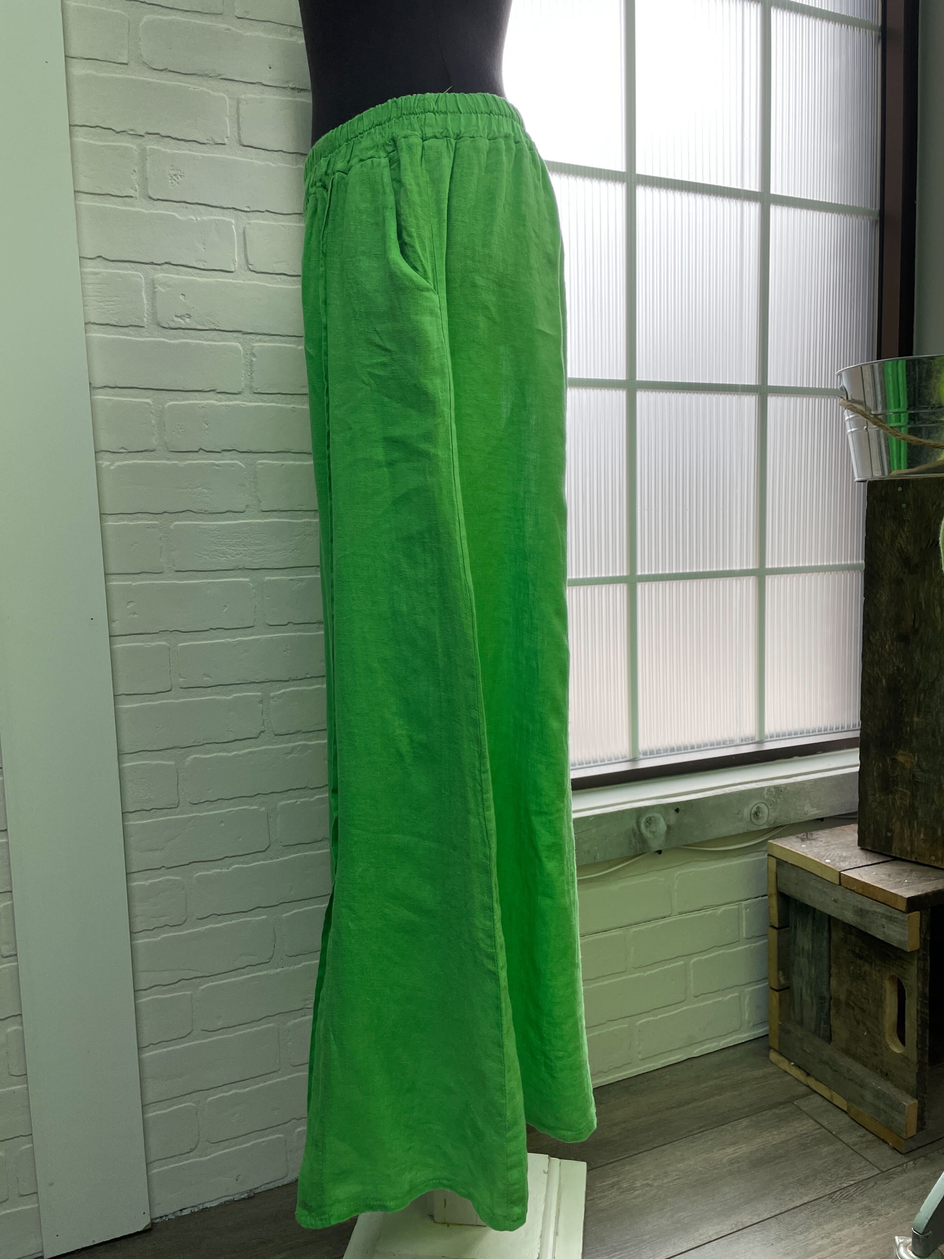 Pantalon en lin avec boutons sur la jambe