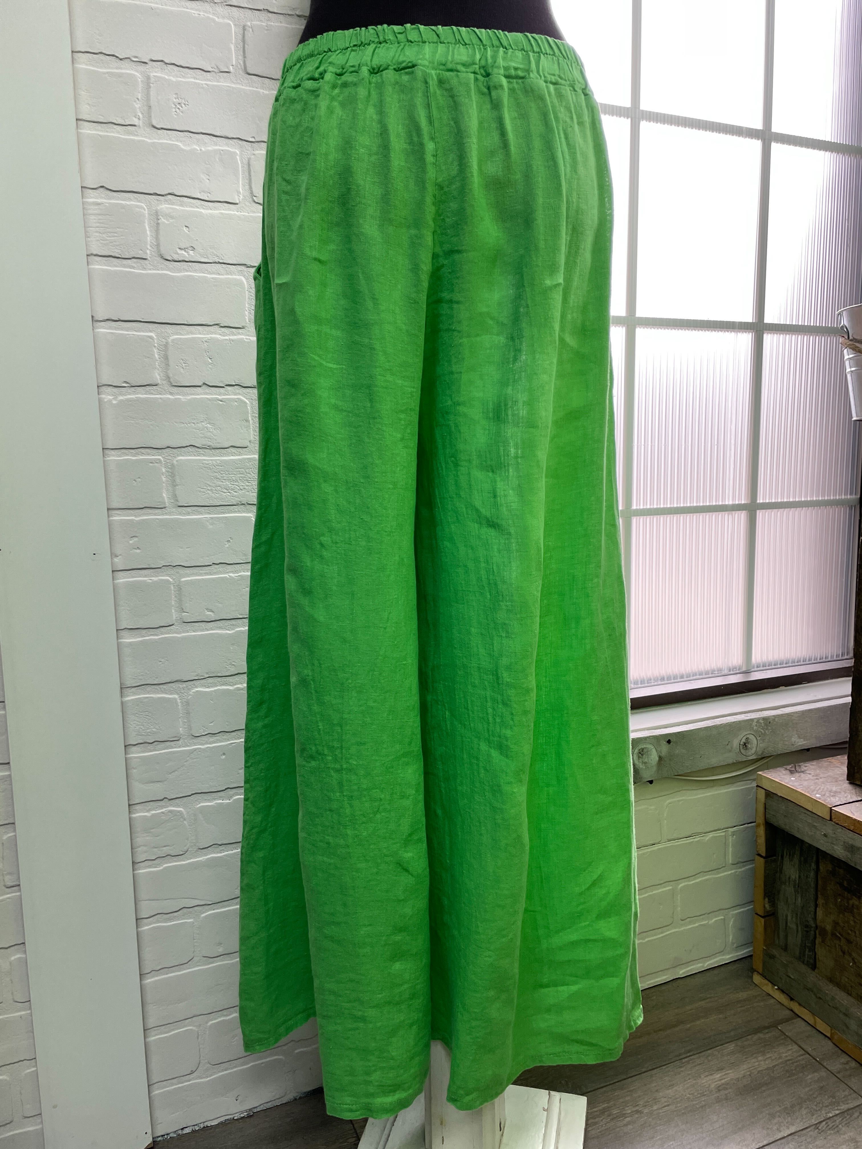 Pantalon en lin avec boutons sur la jambe