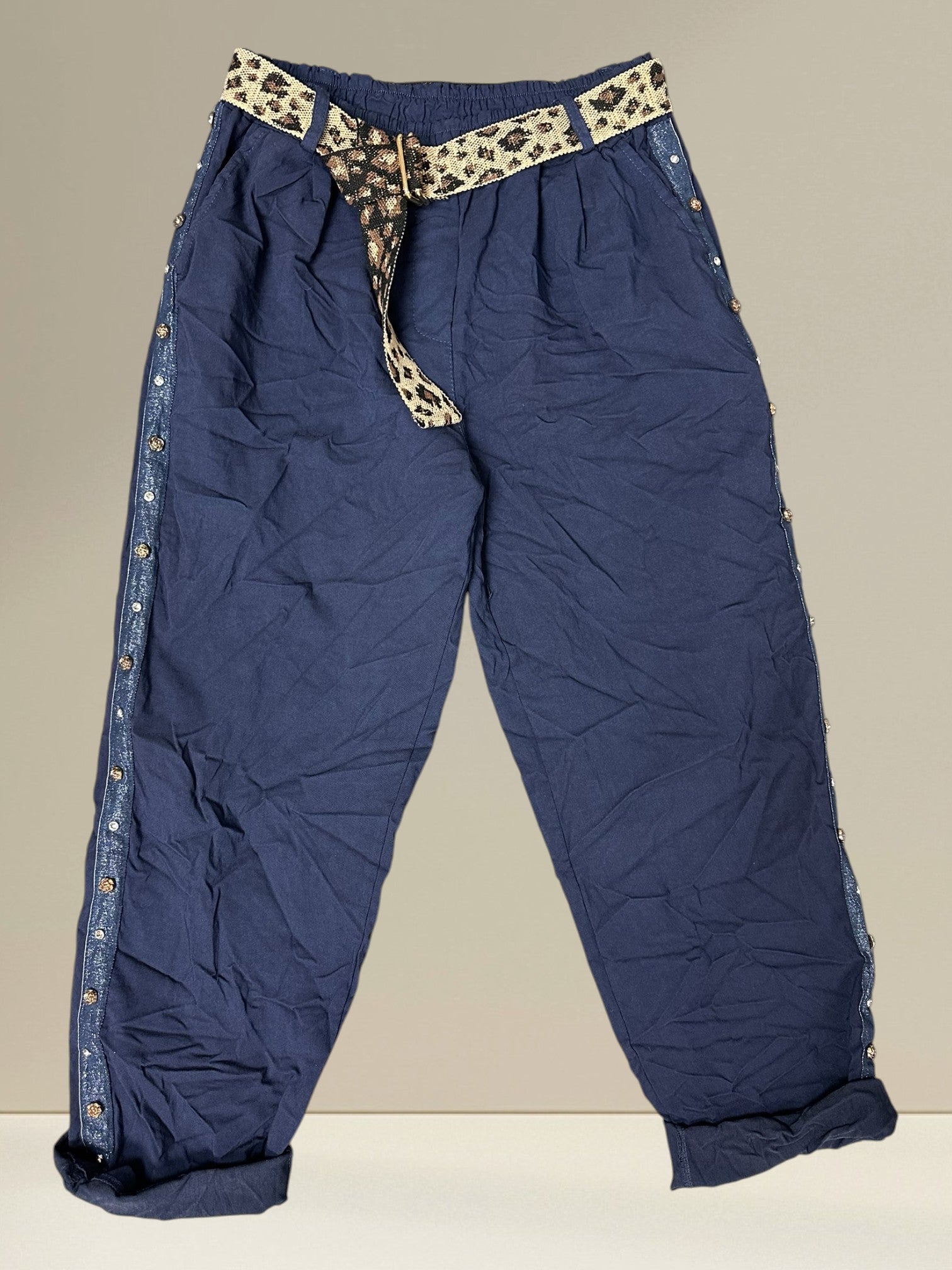 Pantalon avec ceinture léopard