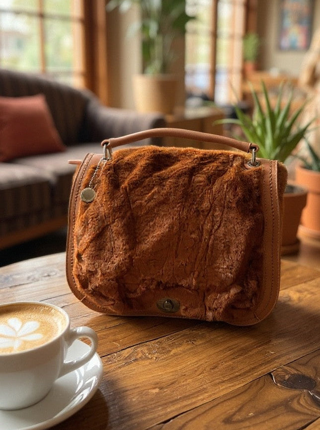 Sac à mains avec fausse fourrure