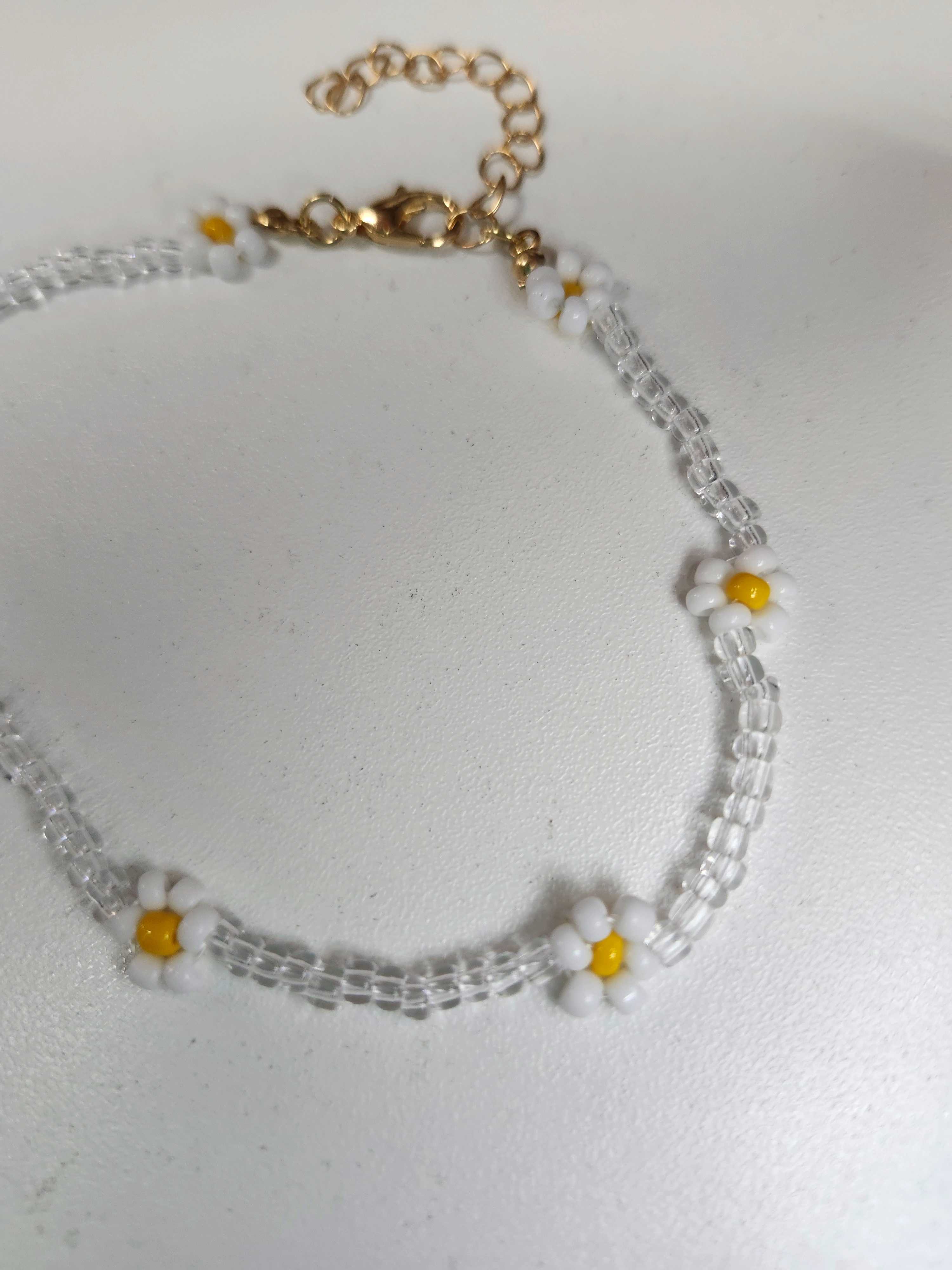 Nouveauté bracelet cheville Marguerite Blanc Jaune été 2024 - Boutique Sylbelle