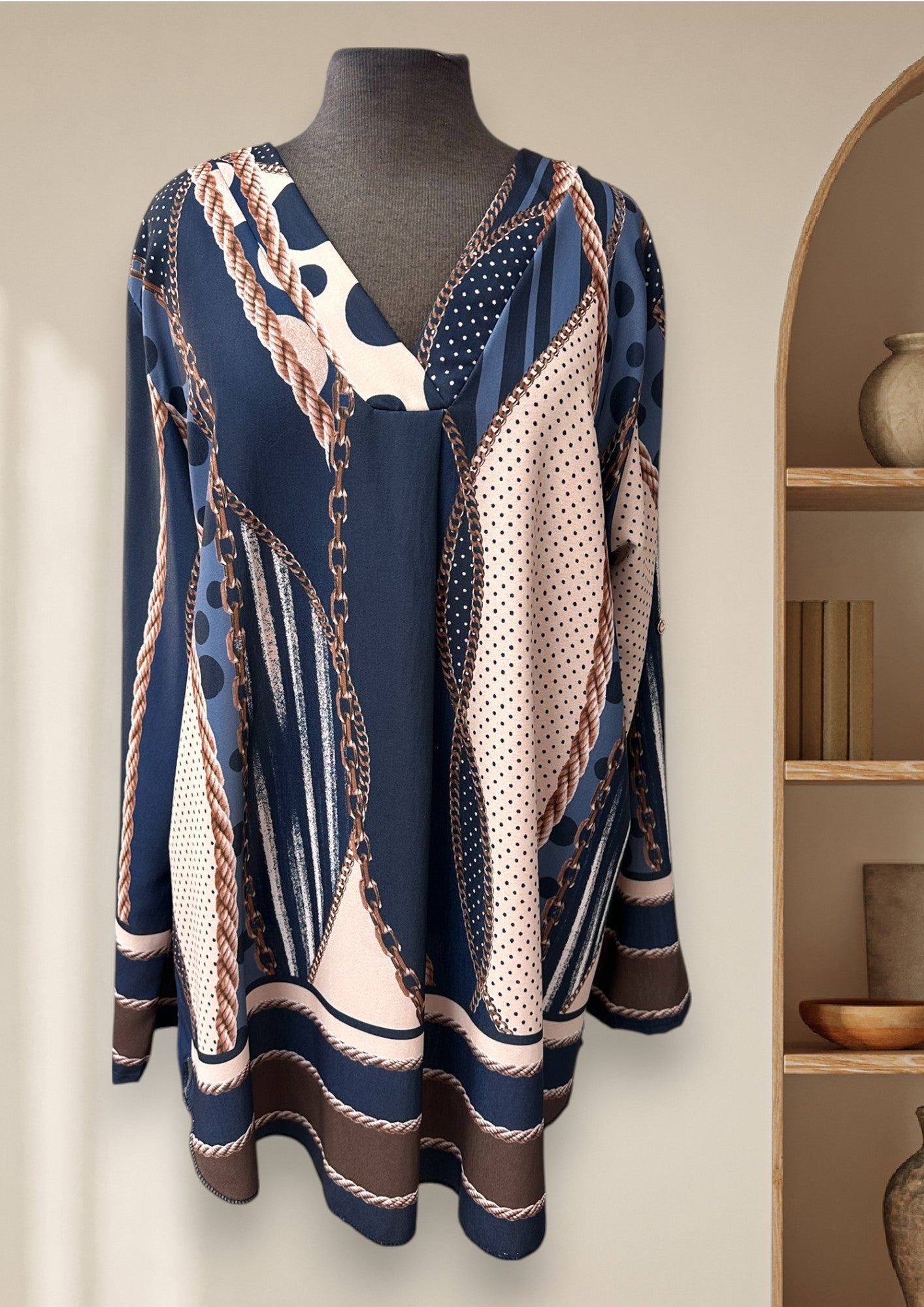Chandail/tunique à motif de cordes et chaînes