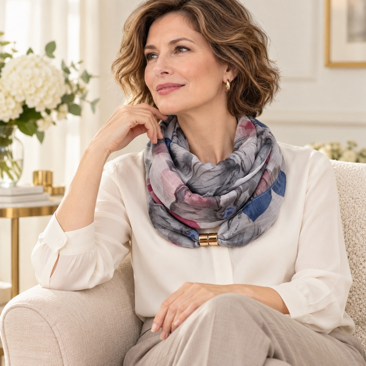 Foulard fleuris aimanté