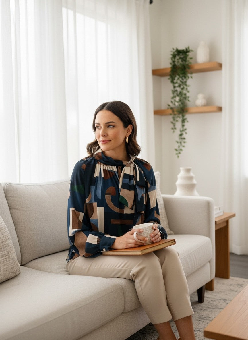 Blouse avec boucle au cou
