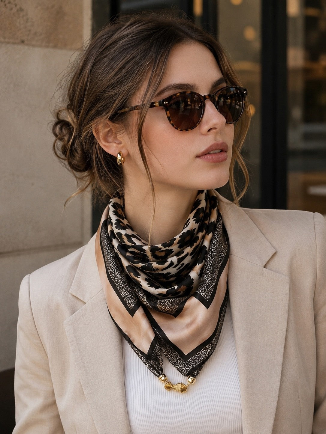 Foulard léopard aimanté