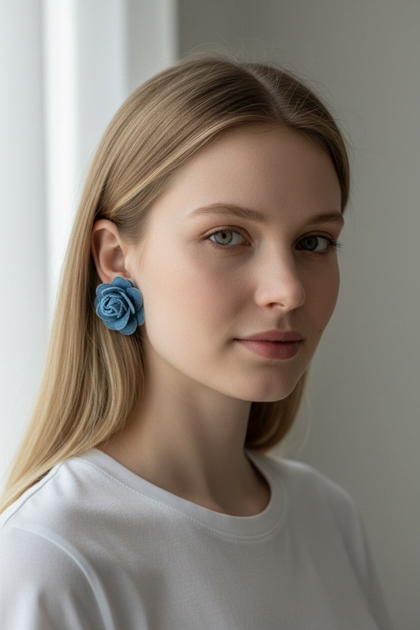 Boucle d'oreille en jeans (fleurs)