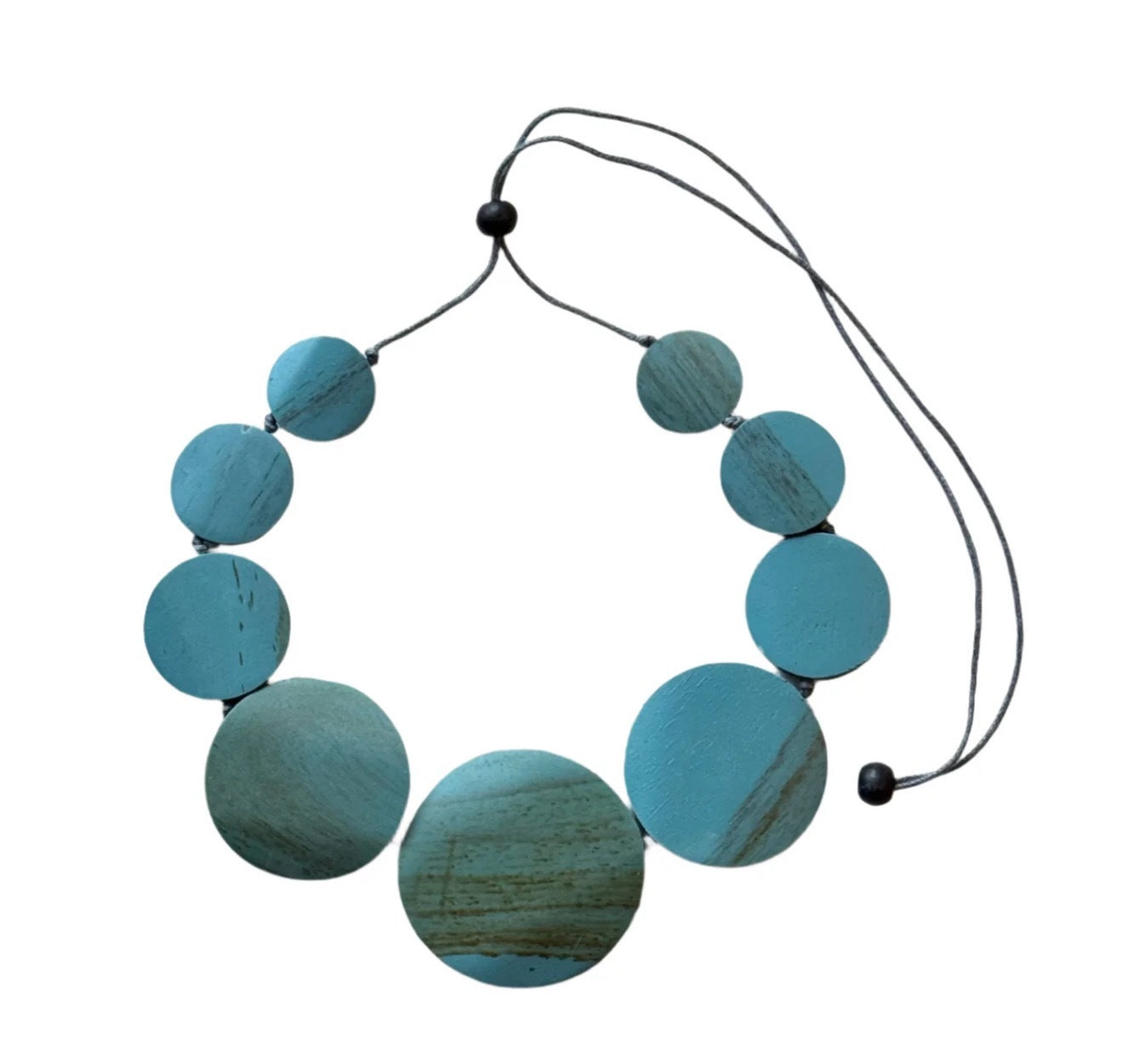 Collier pastille de bois turquoise