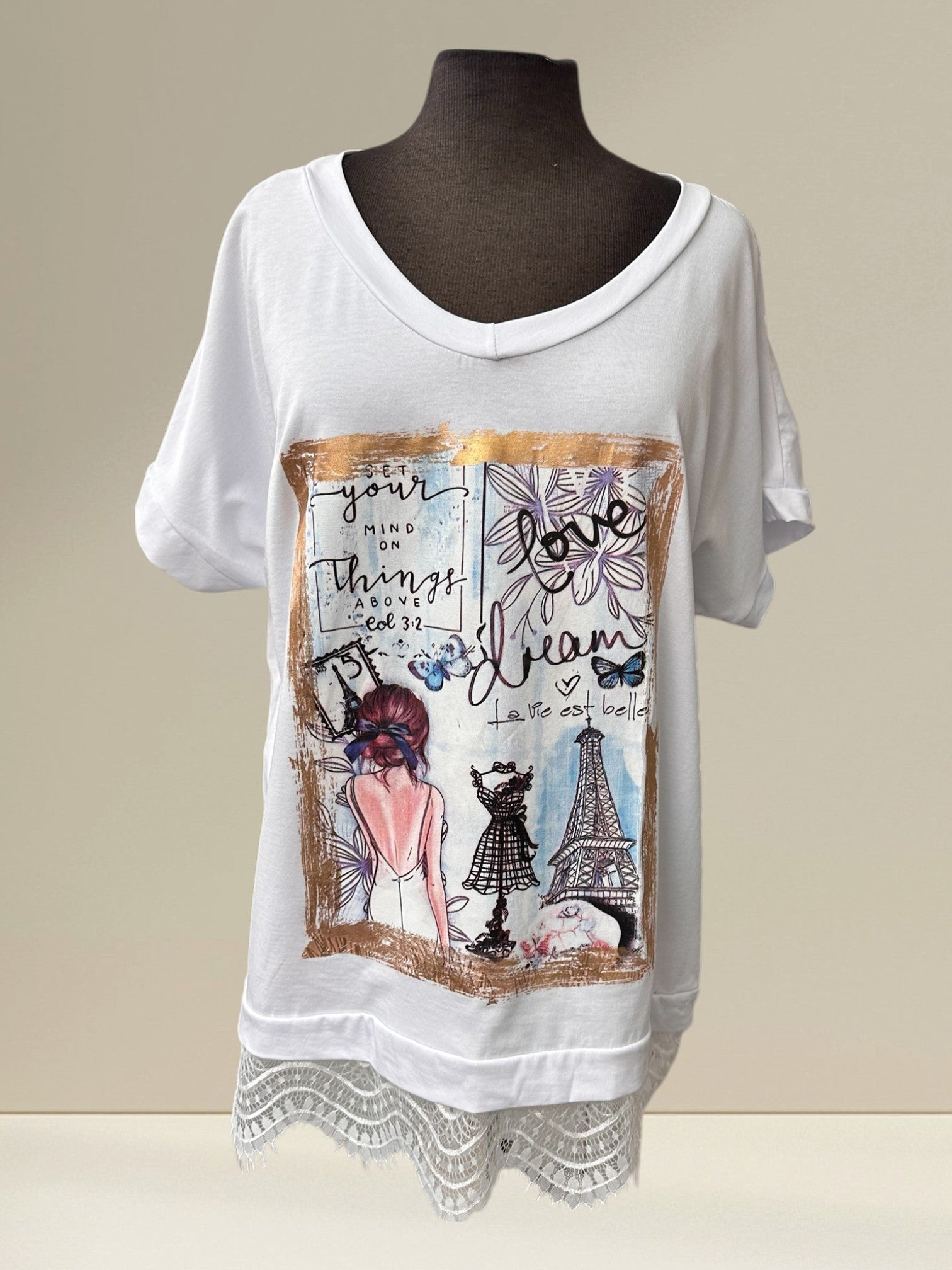 T-shirt (dentelle dans le bas)