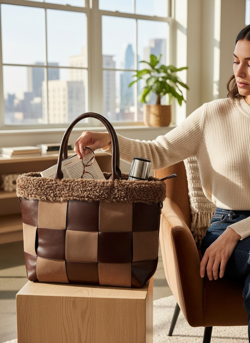 Sac à main motif damier