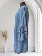 Robe en tencel (manches volants et broderies)