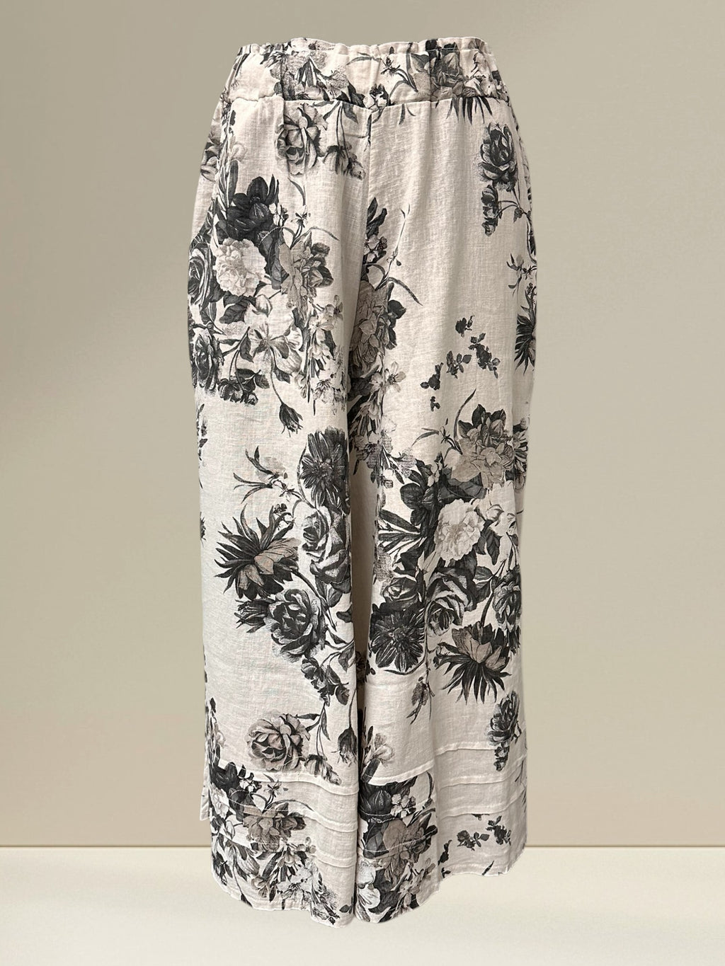 Pantalon fleuris en lin
