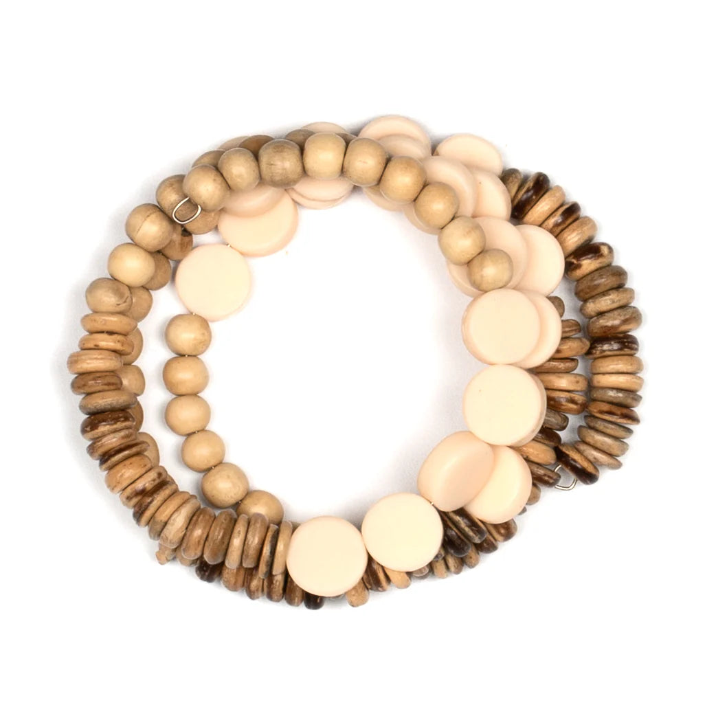 Bracelet spirale en bille de bois