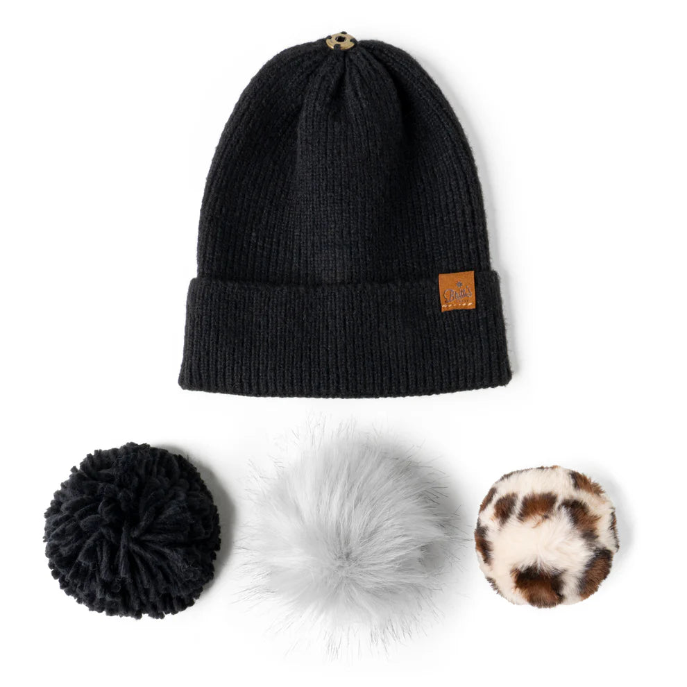 Tuque avec pompons interchangeable