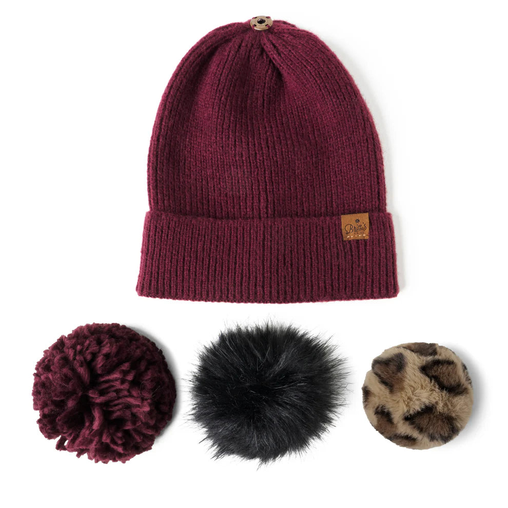 Tuque avec pompons interchangeable