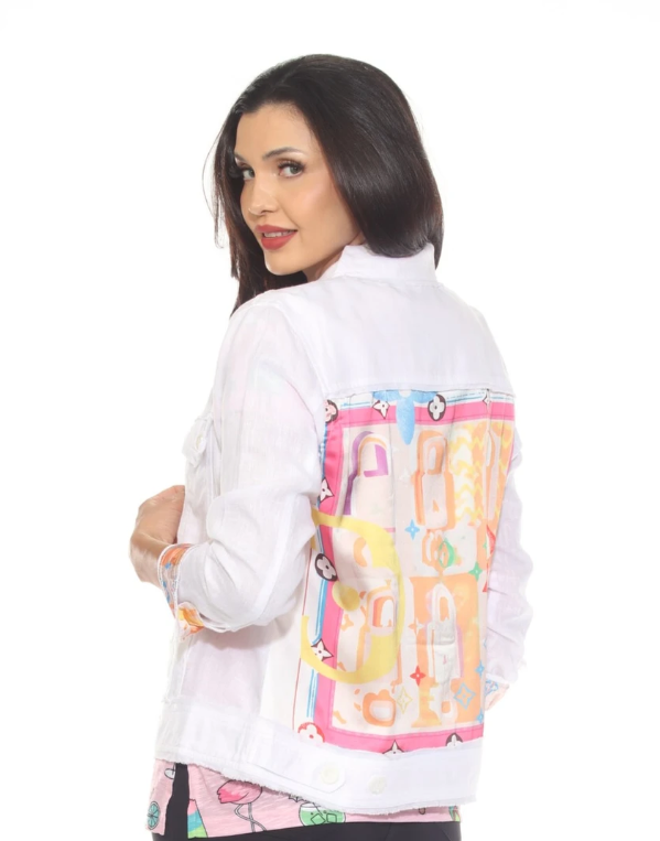 Veste en lin Tango Mango (motif satiné au dos)