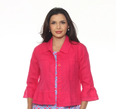 Veste en lin avec volants Tango Mango