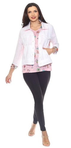Veste en lin Tango Mango (motif satiné au dos)
