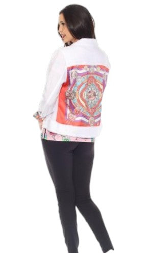 Veste en lin Tango Mango (motif satiné au dos)
