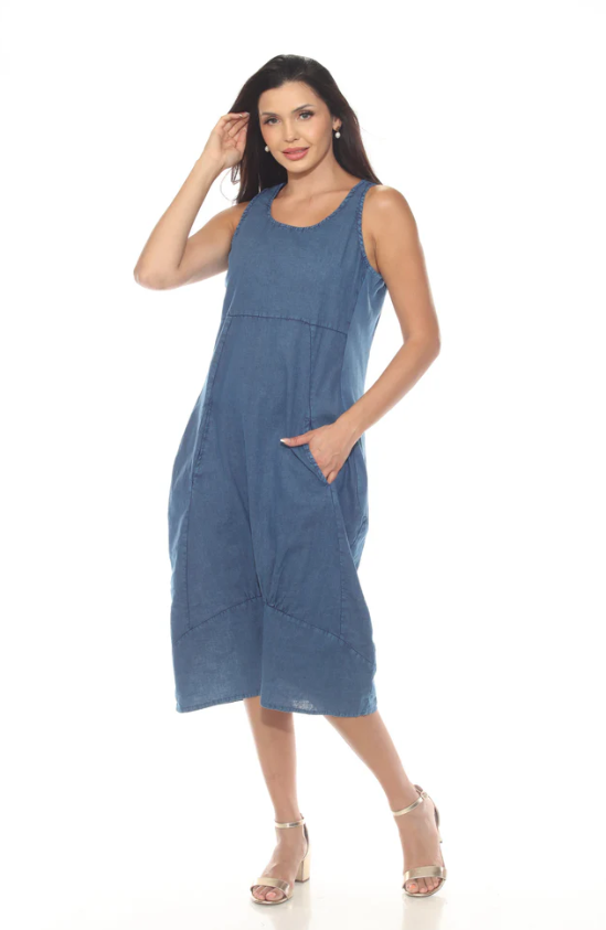 Robe sans manche en lin Tango Mango (style denim)
