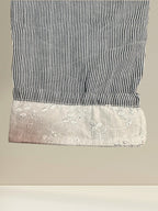 Pantalon rayé en lin (bas en brodrerie)
