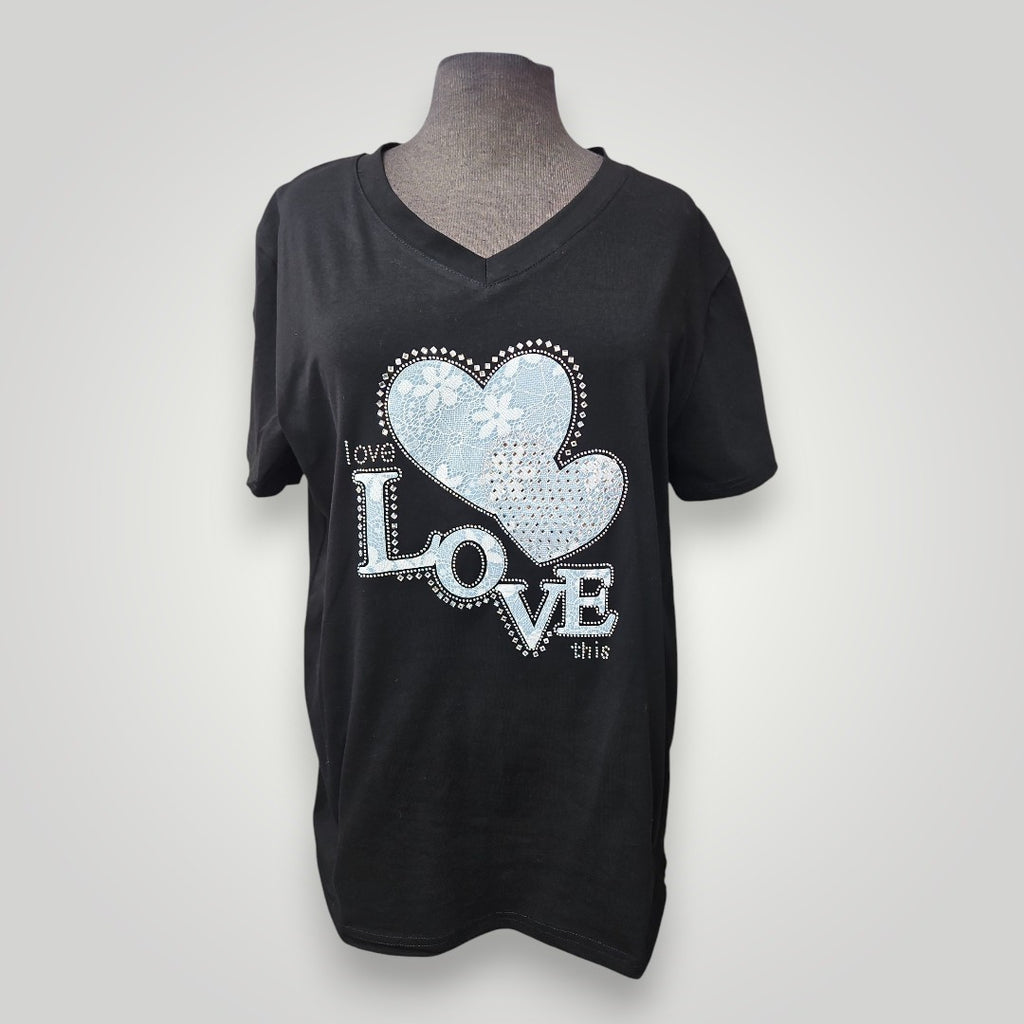 T-shirt col en V (love)