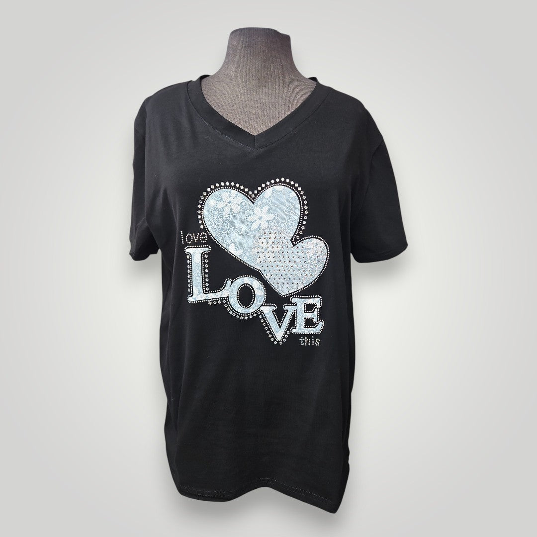 T-shirt col en V (love)