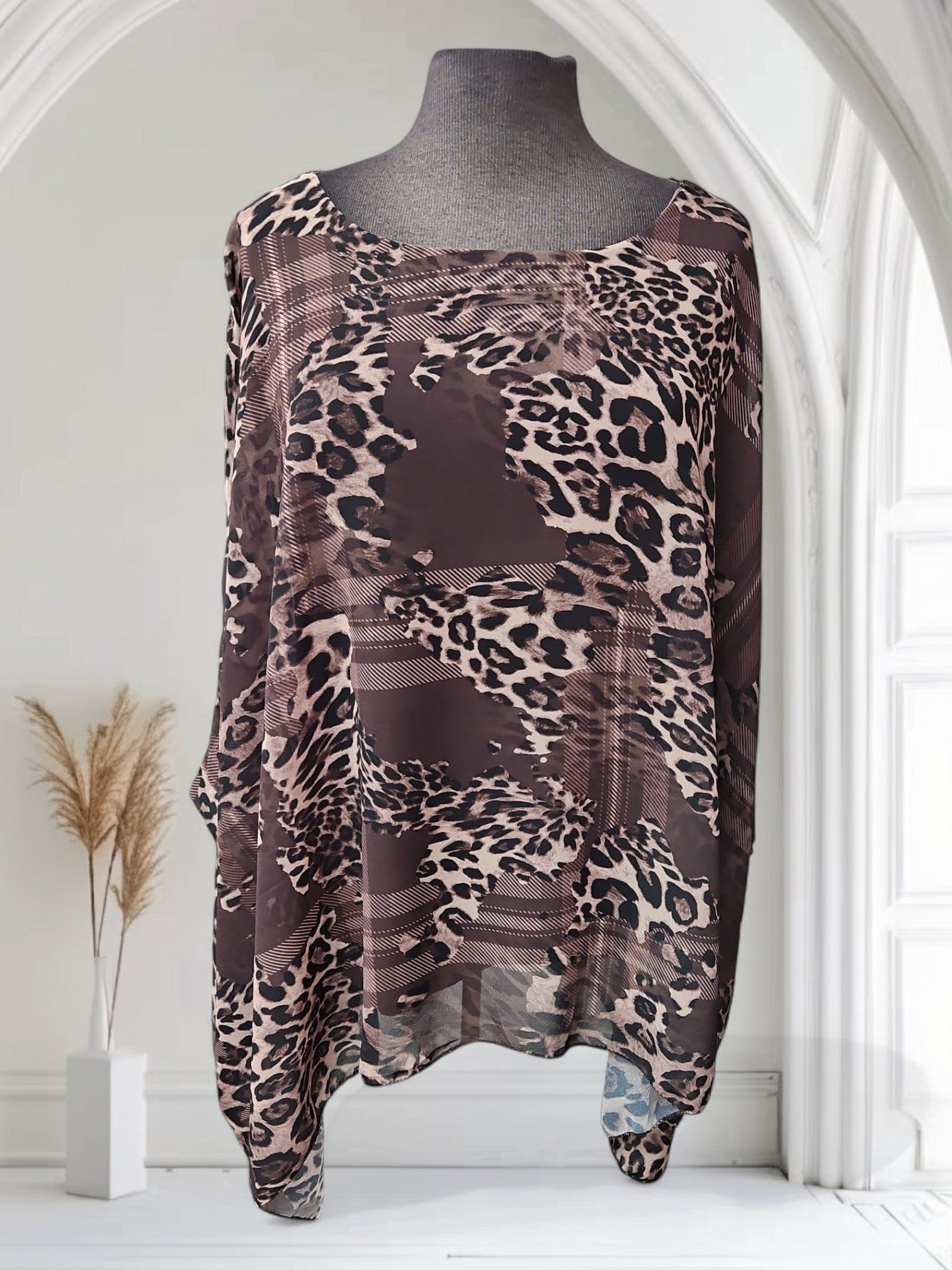 Blouse léopard et carreauté (ample)