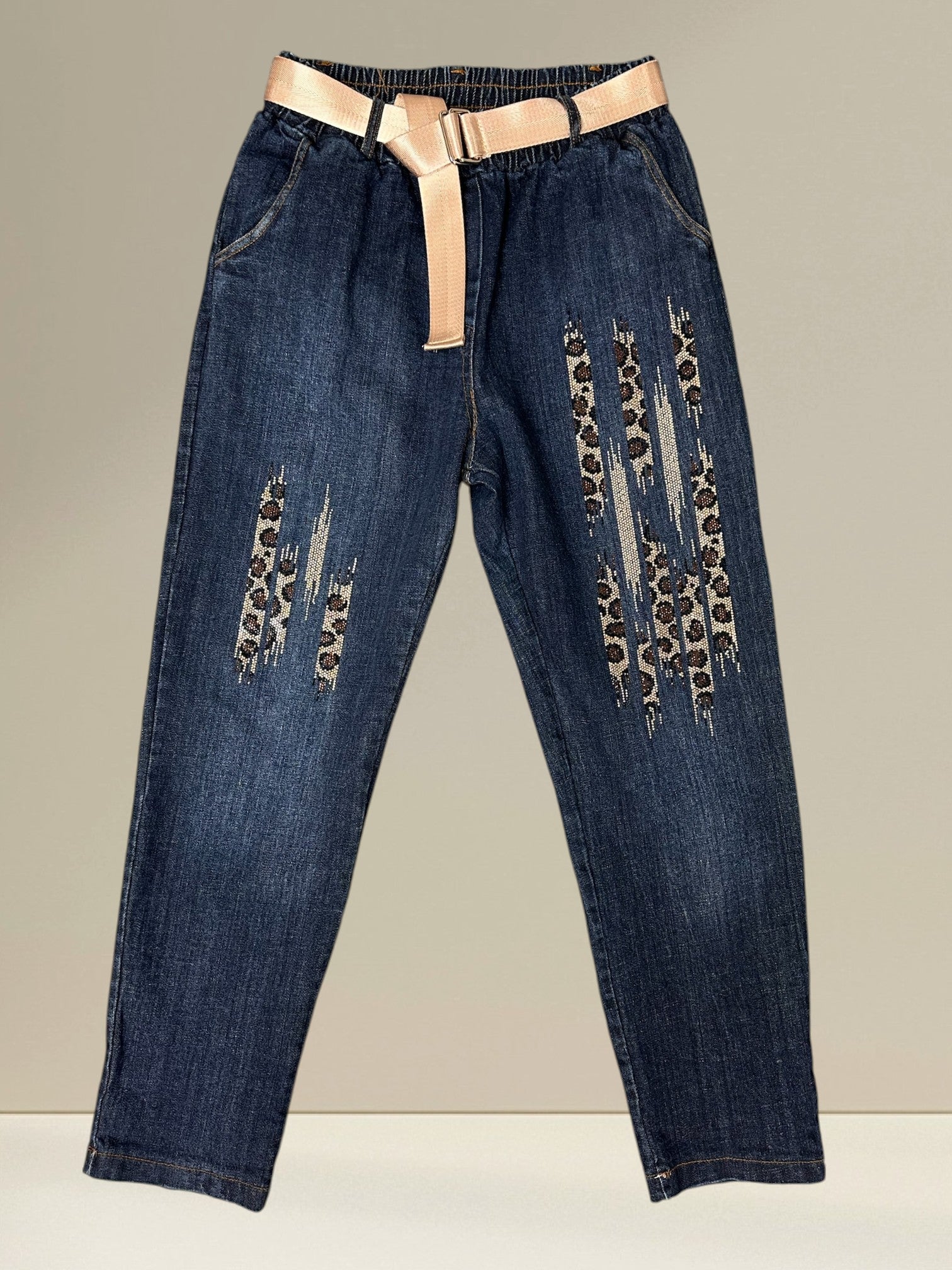 Jeans avec brillants léopard