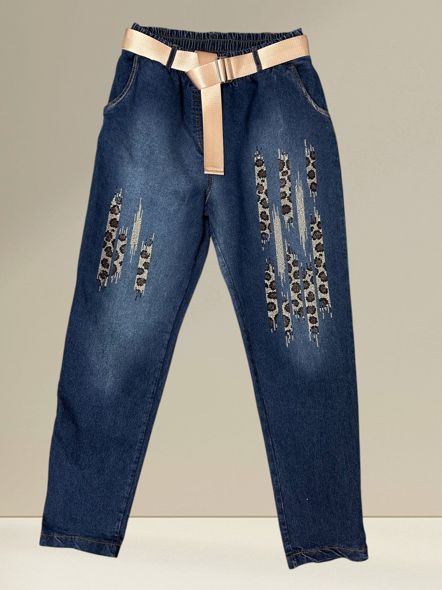 Jeans avec brillants léopard