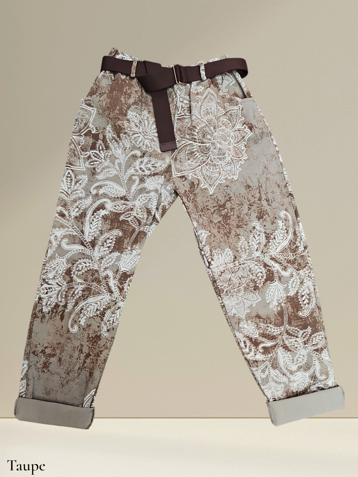 Pantalon motif paisley (avec ceinture)