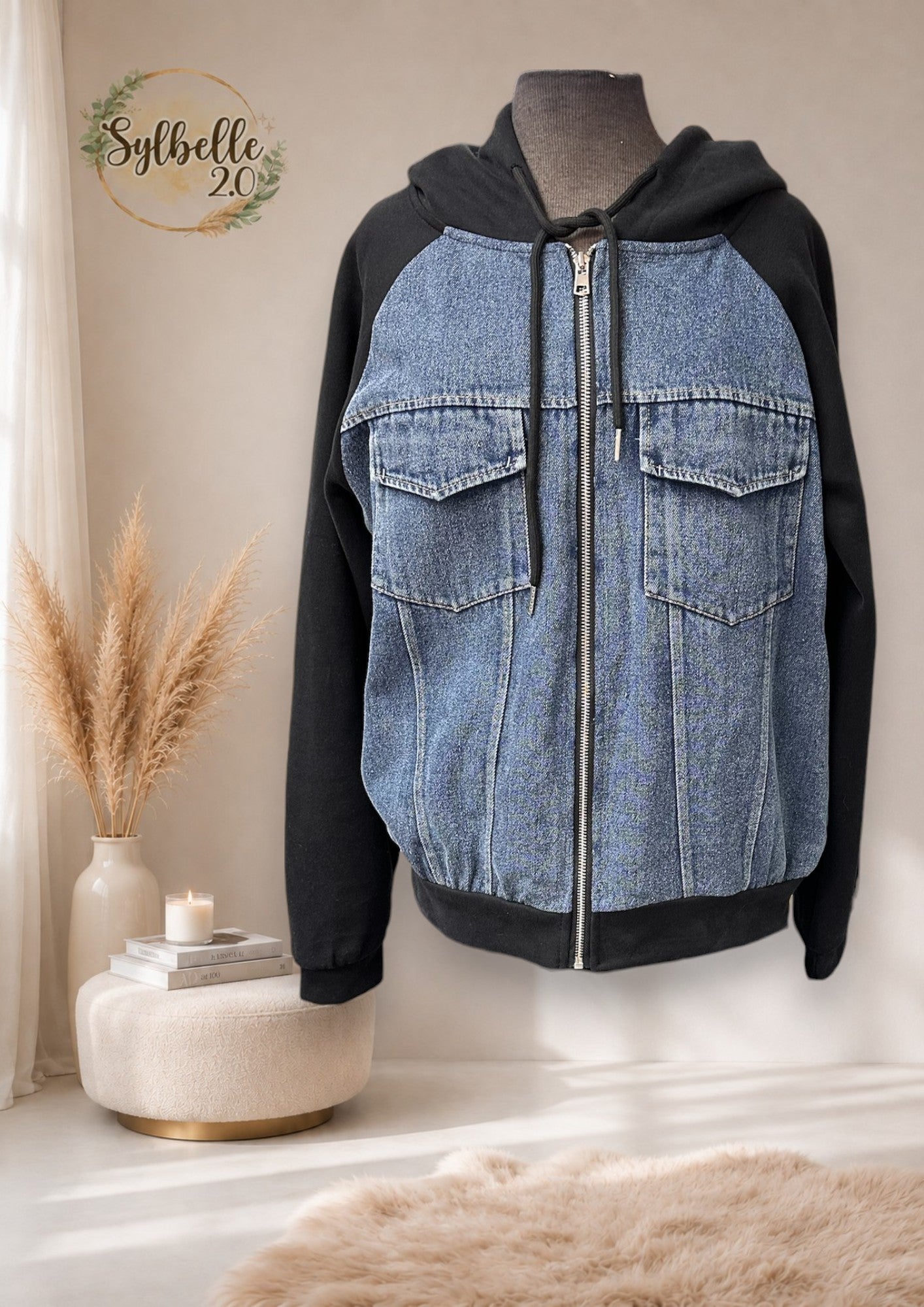 Veste en jeans et coton ouaté