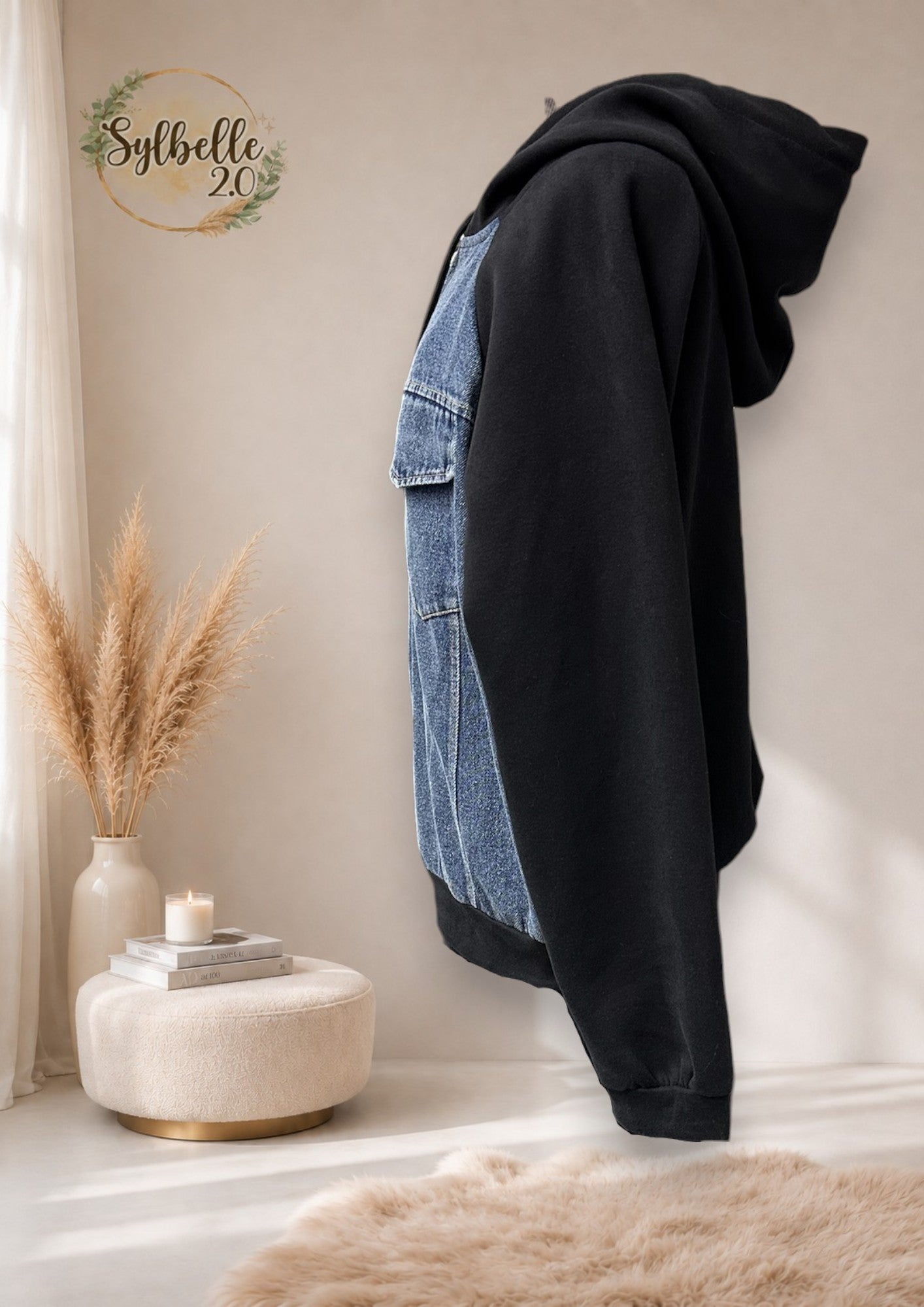 Veste en jeans et coton ouaté
