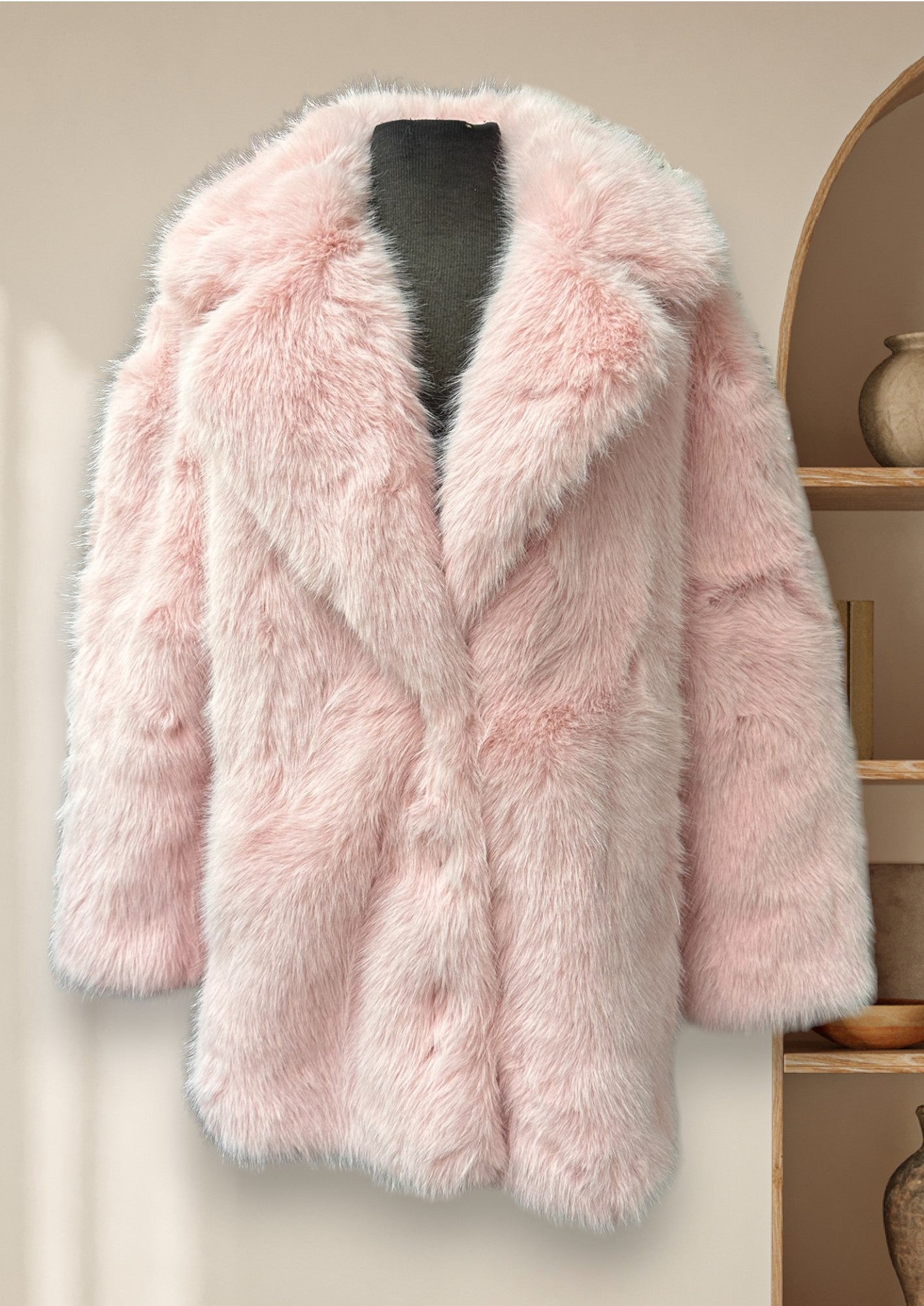 Manteau de fausse fourrure rose