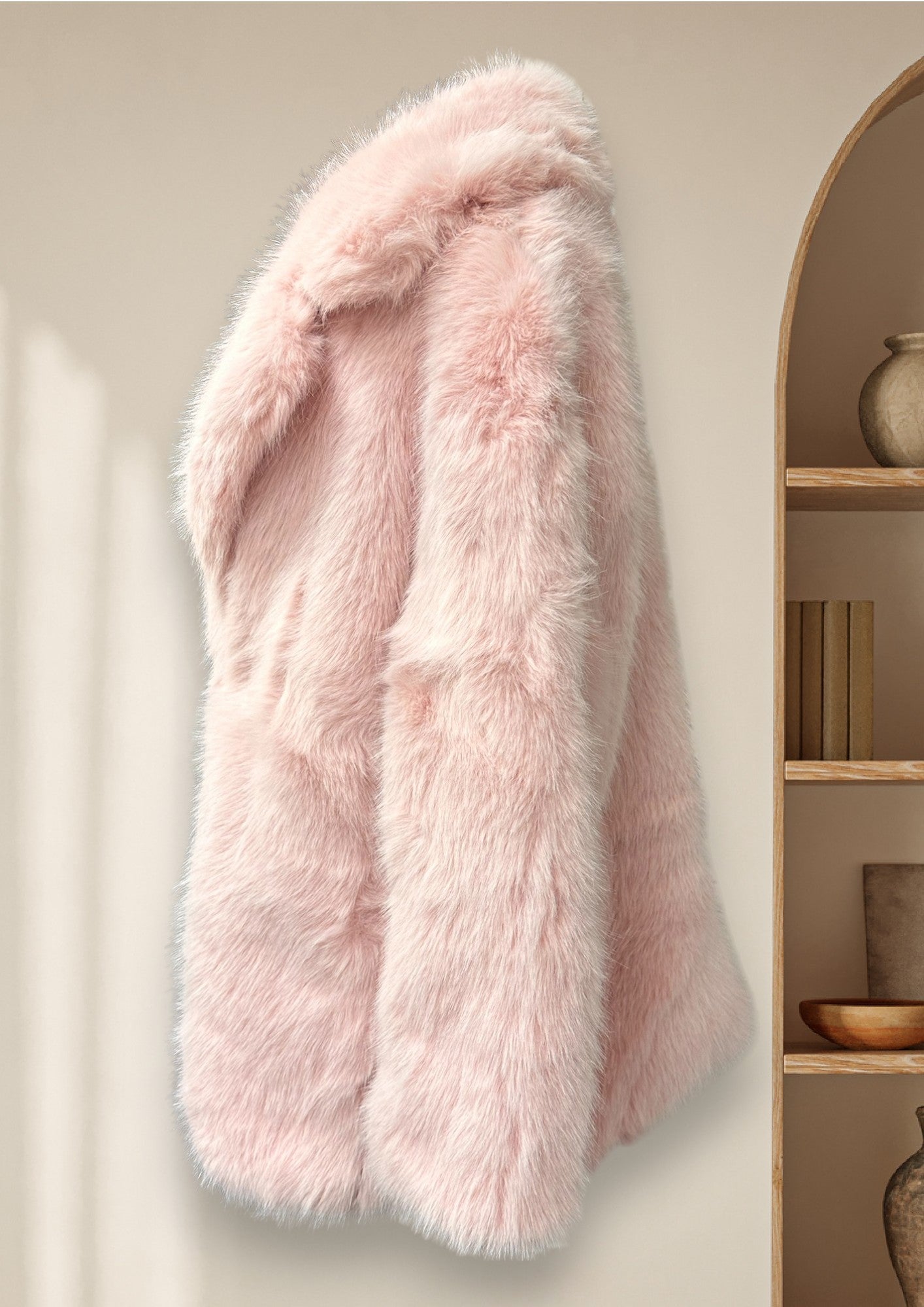 Manteau de fausse fourrure rose