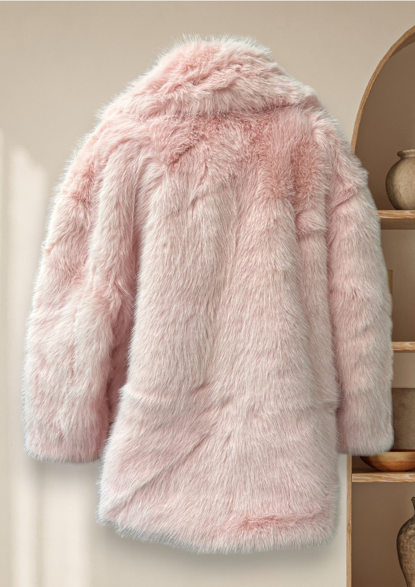 Manteau de fausse fourrure rose