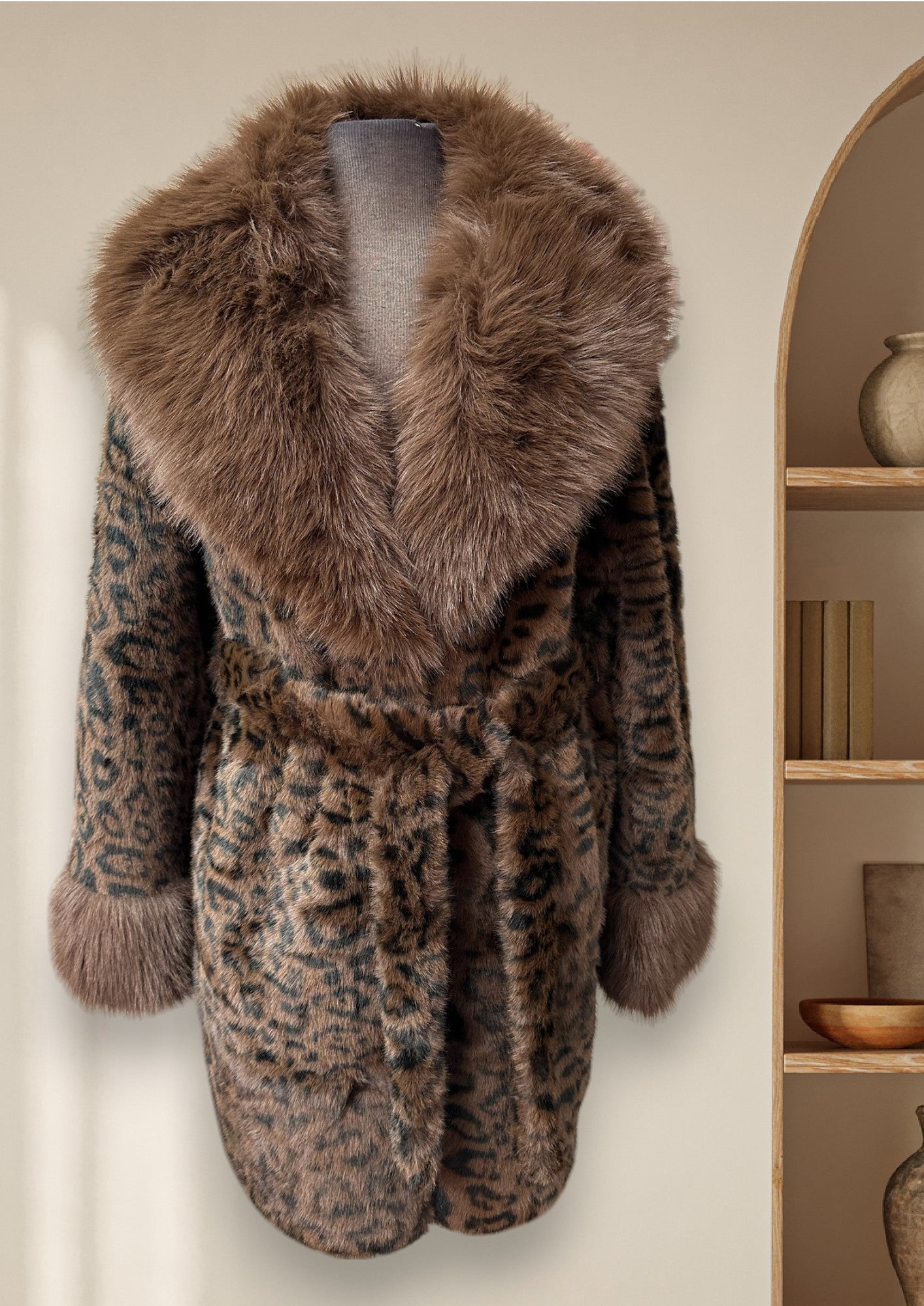 Manteau de fausse fourrure léopard